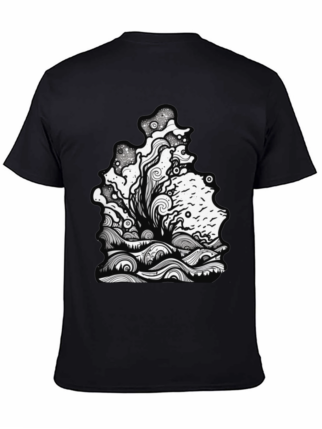 Unique Graphic Print Black Tee