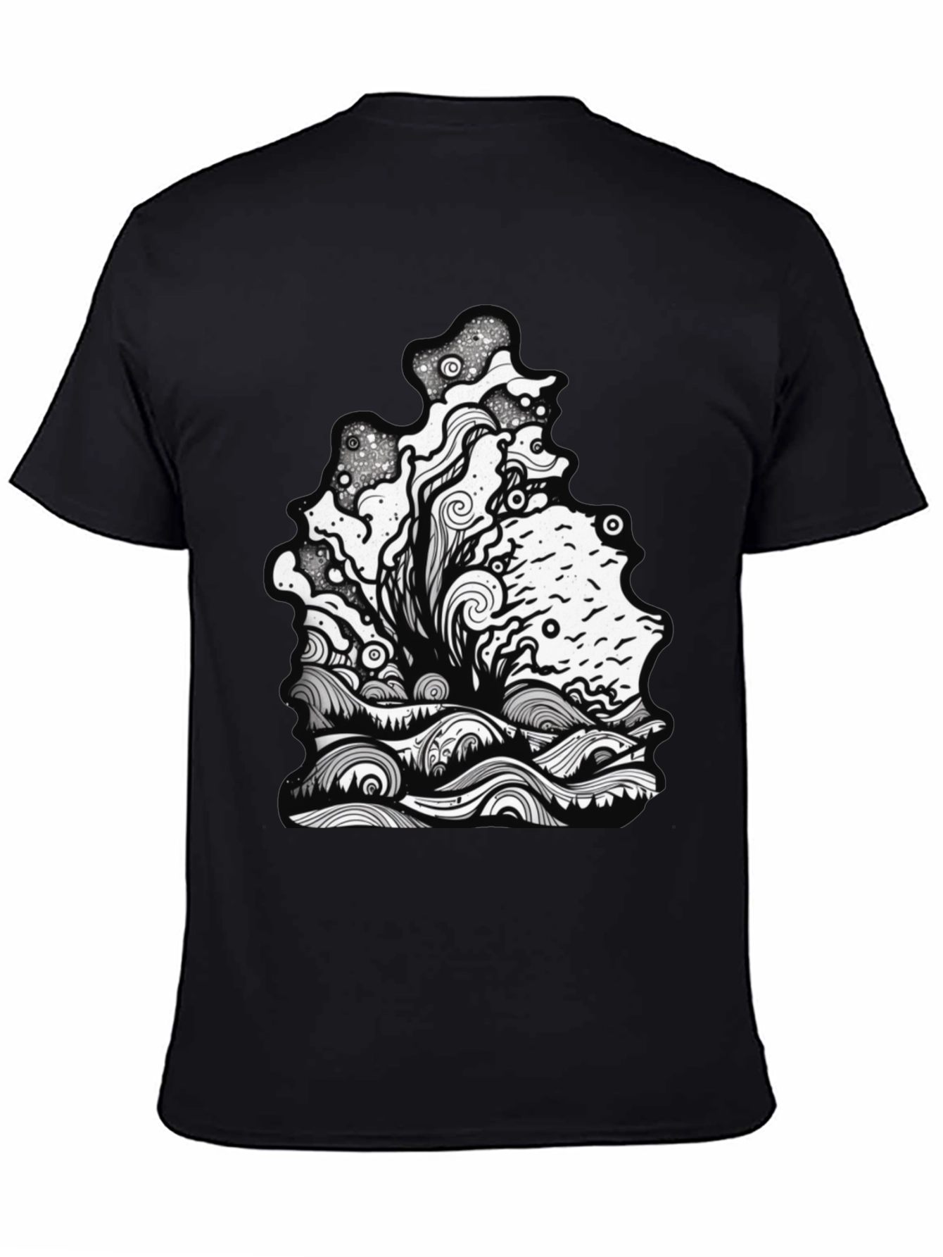 Unique Graphic Print Black Tee