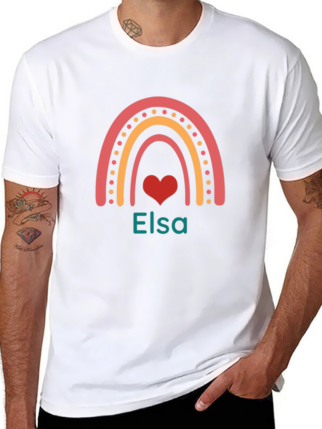 Elsa Rainbow Heart Black T-Shirt