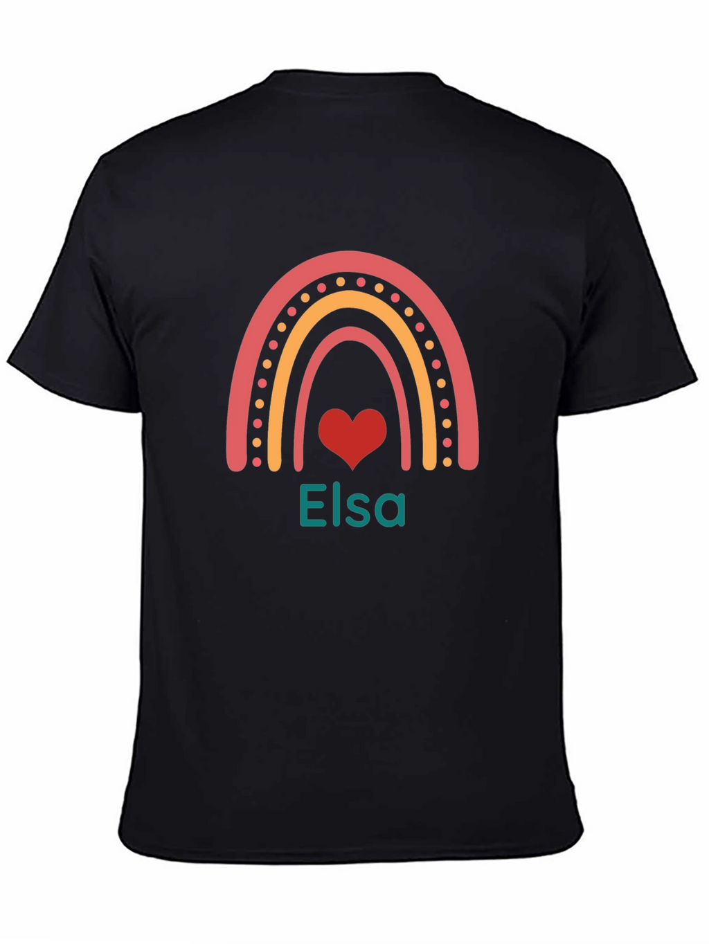 Elsa Rainbow Heart Black T-Shirt