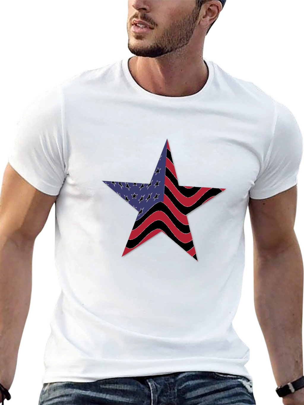 American Flag Star Graphic T-Shirt