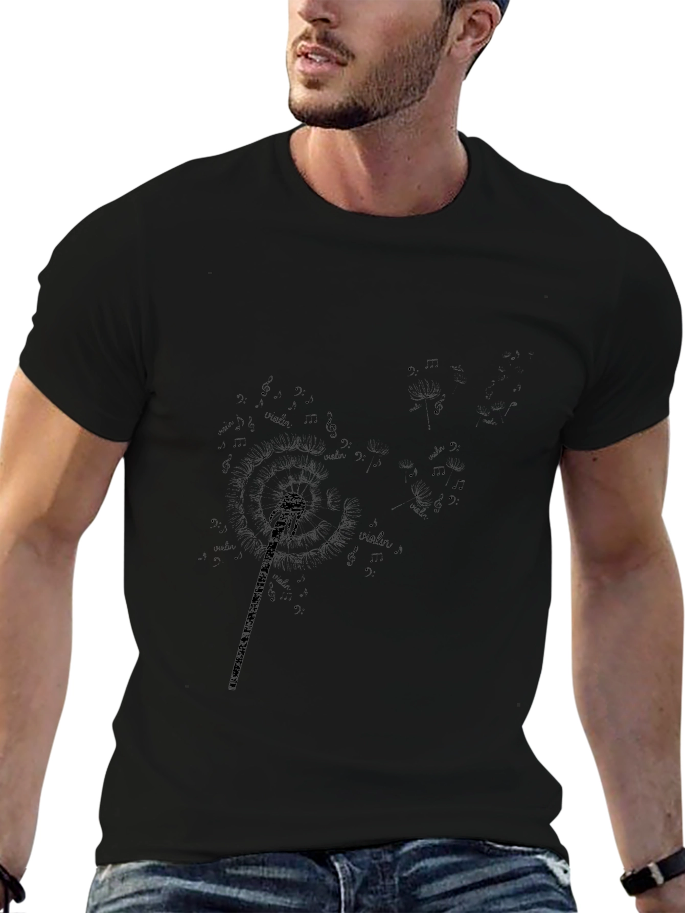 Violin Music Black Graphic Tee