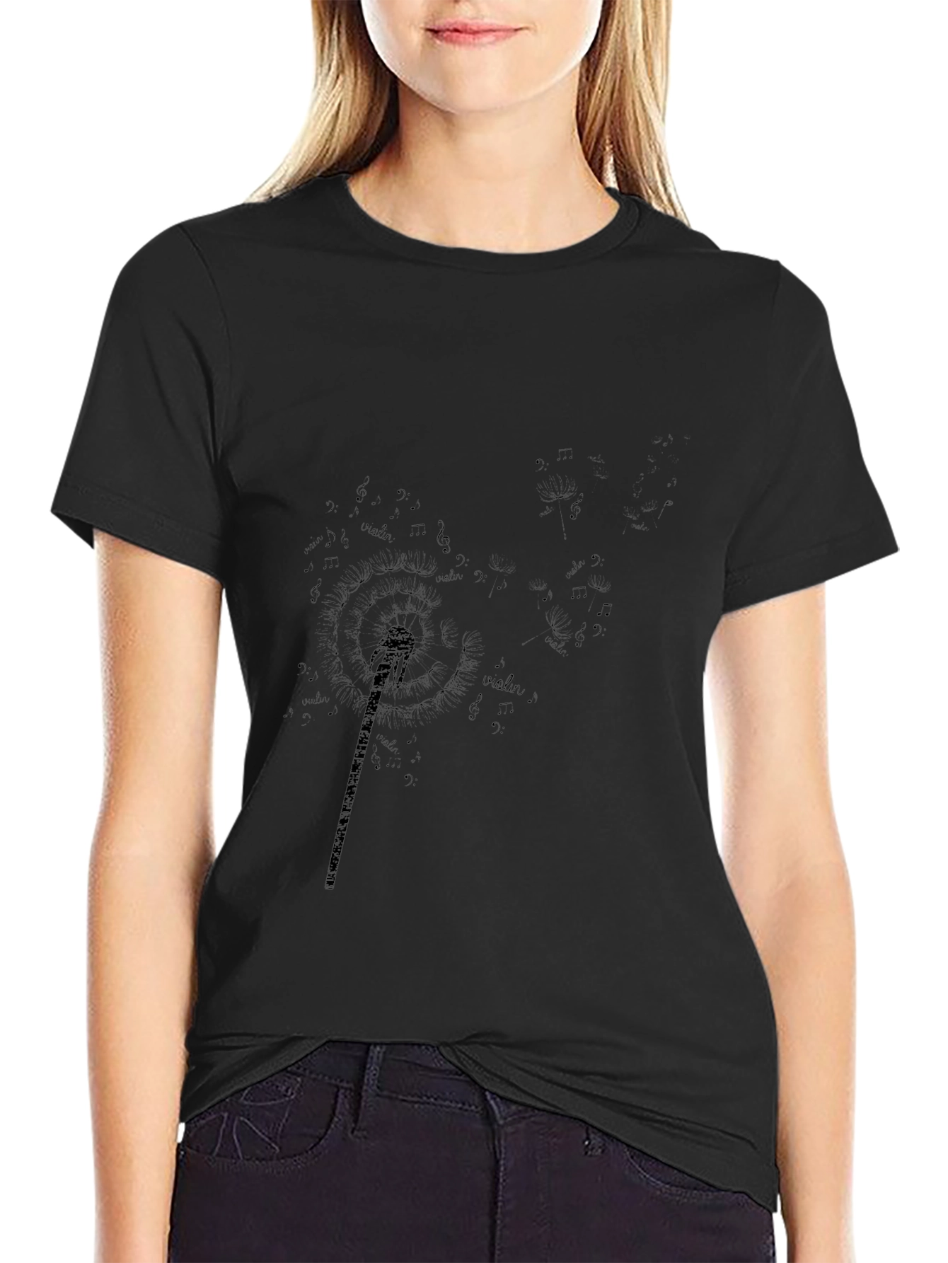 Violin Music Black Graphic Tee