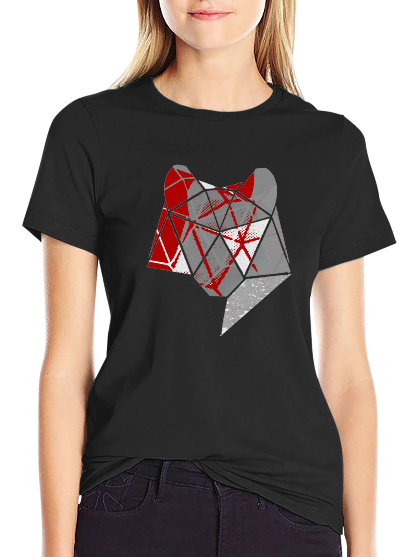 Geometric Wolf Head Graphic Tee