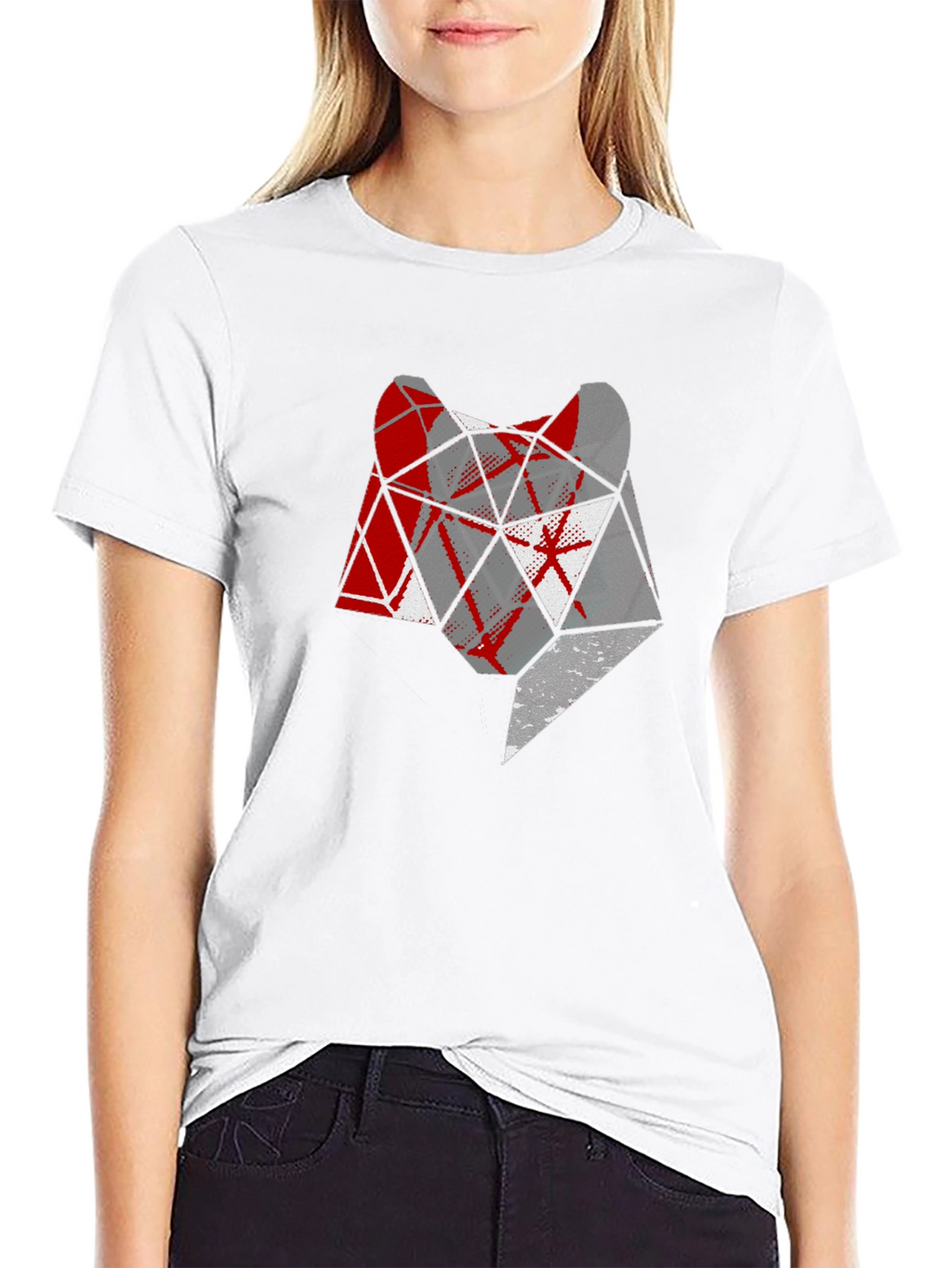 Geometric Wolf Head Graphic Tee