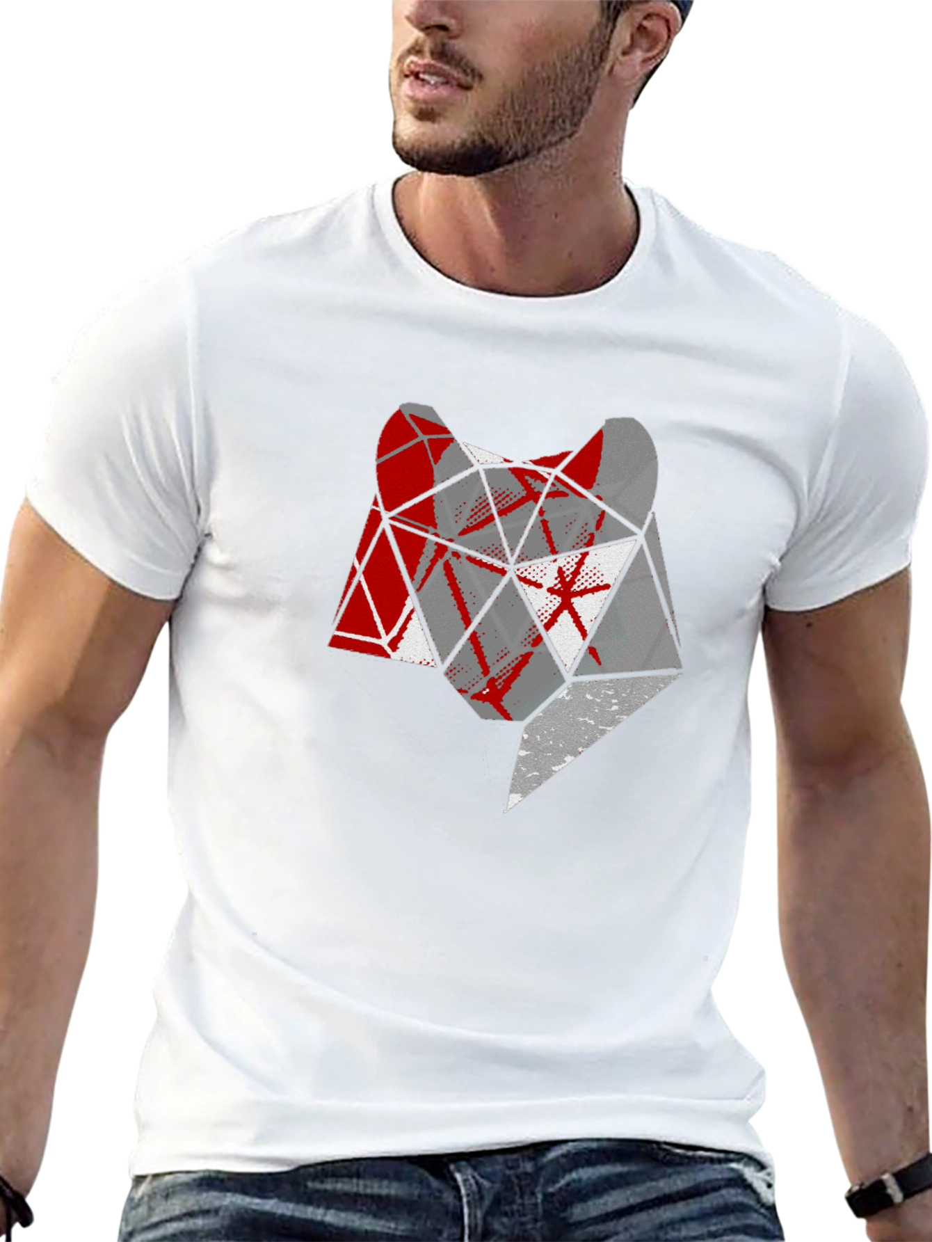 Geometric Wolf Head Graphic Tee
