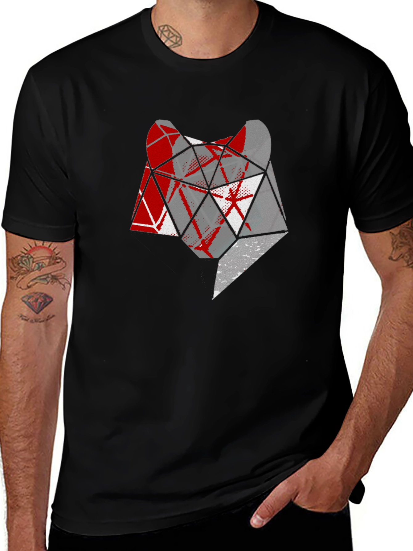 Geometric Wolf Head Graphic Tee