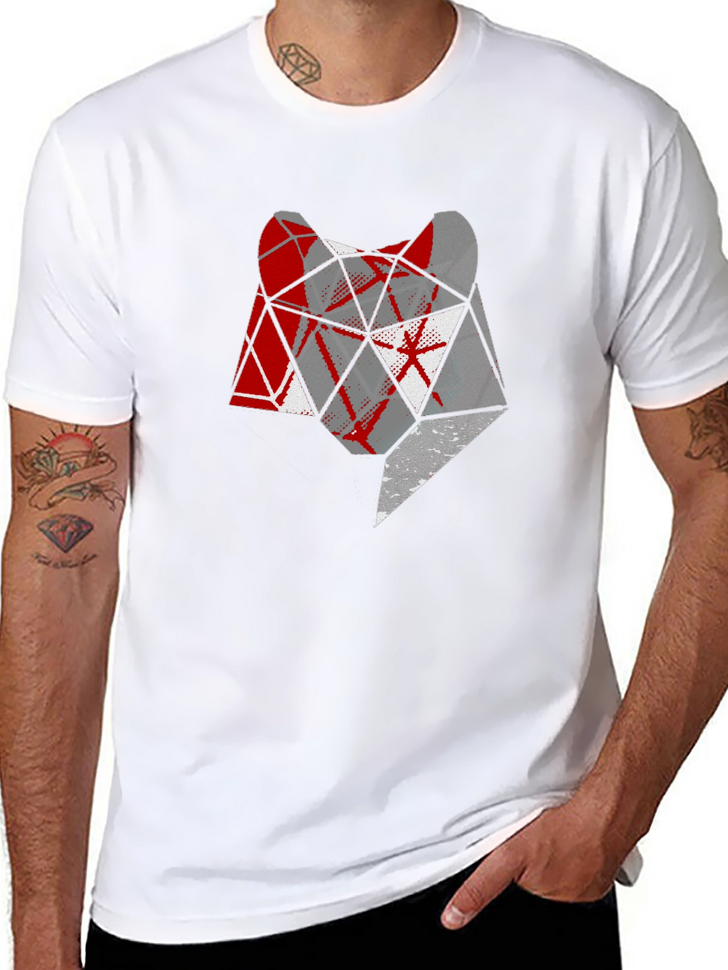 Geometric Wolf Head Graphic Tee