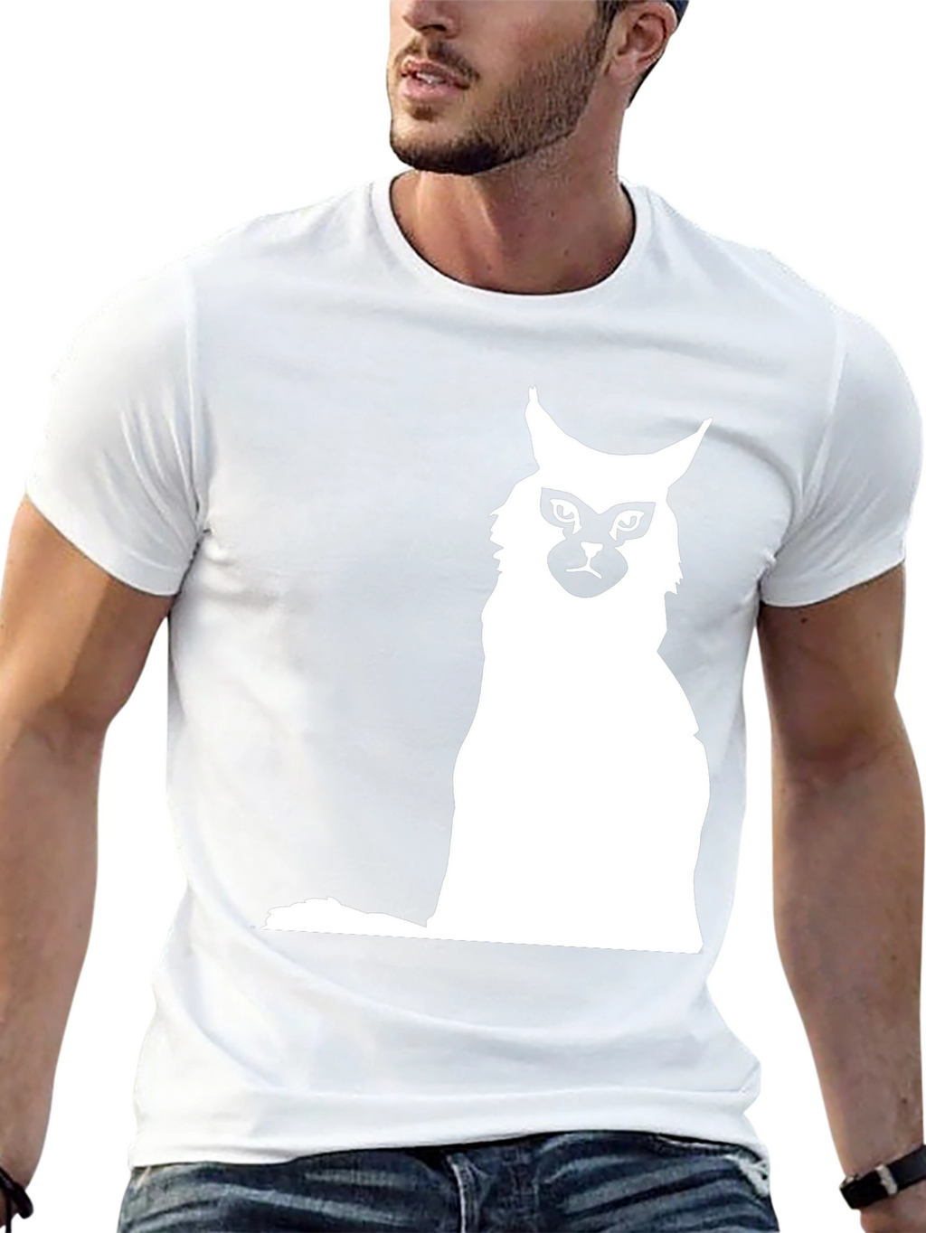 Cat Silhouette Graphic Black T-Shirt