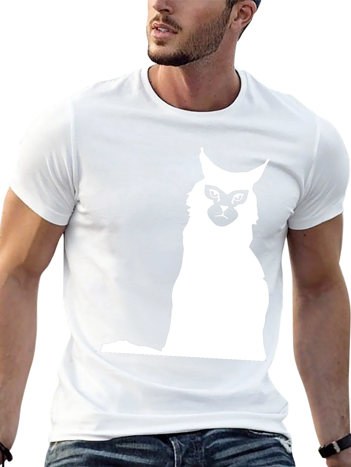 Cat Silhouette Graphic Black T-Shirt