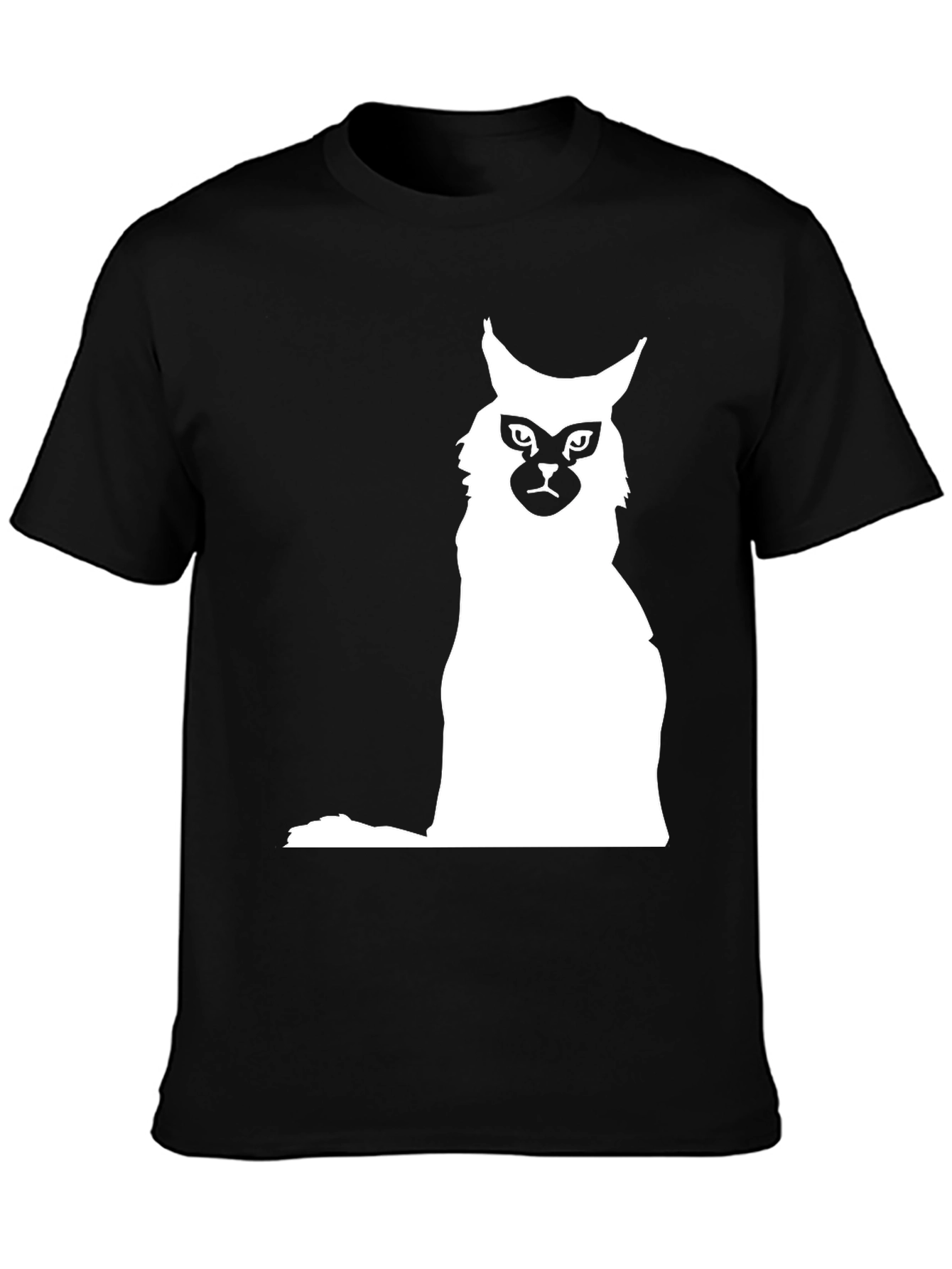 Cat Silhouette Graphic Black T-Shirt