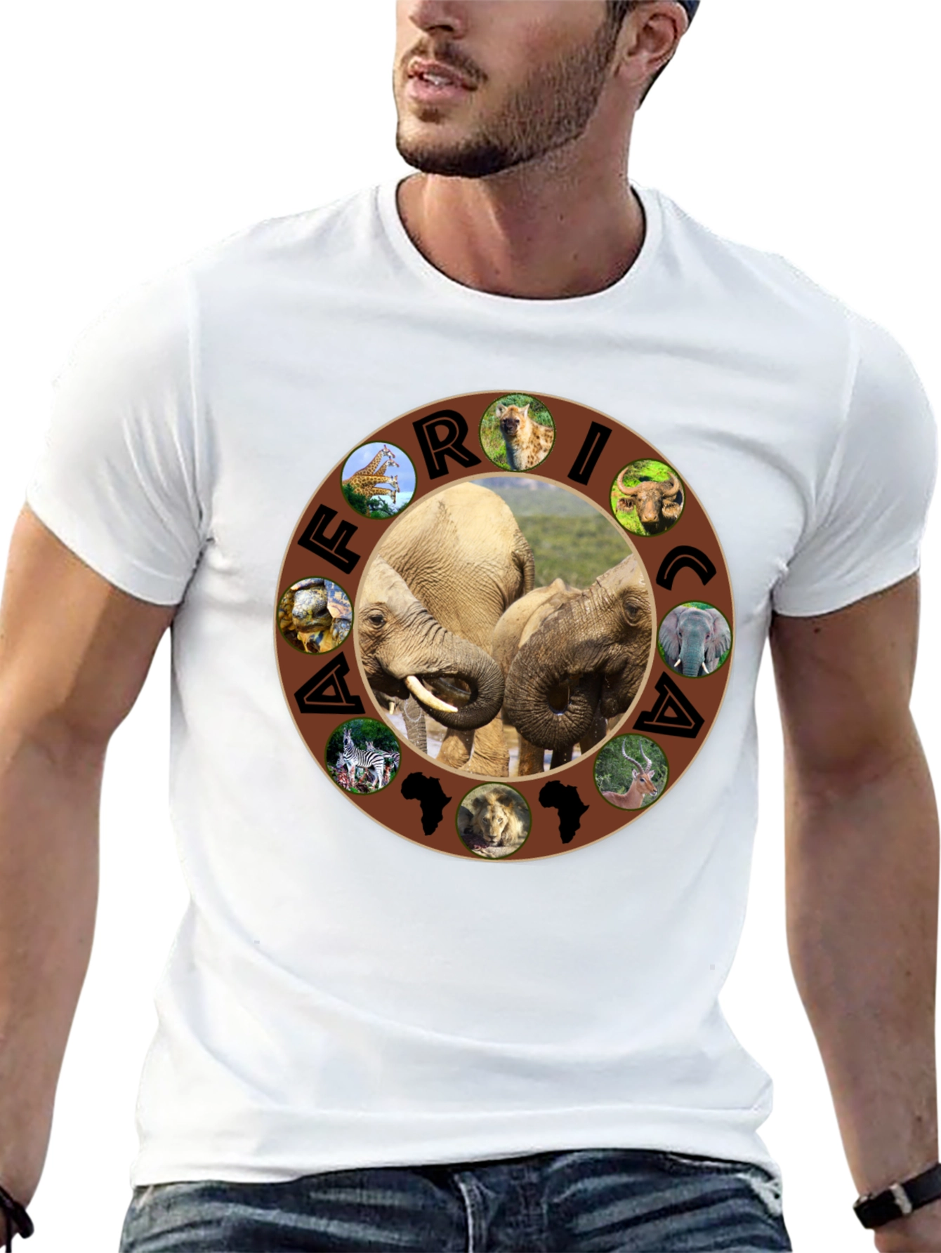 Africa Wildlife Graphic Tee - Mens Black T-Shirt