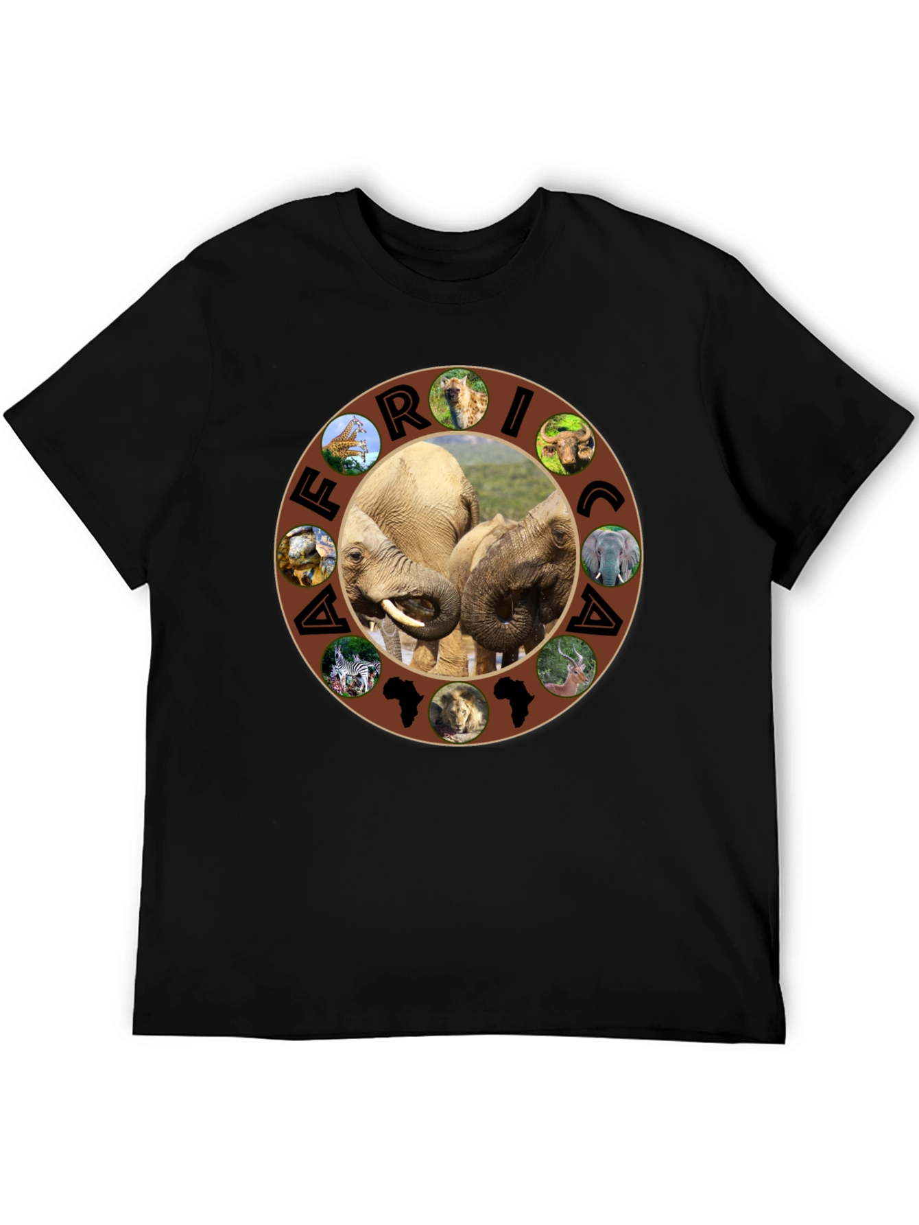 Africa Wildlife Graphic Tee - Mens Black T-Shirt