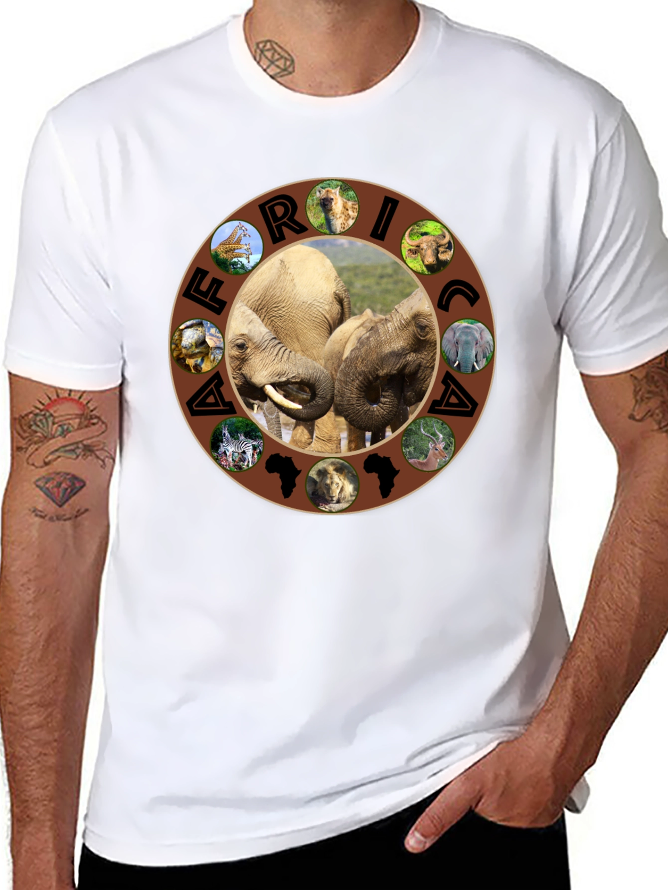 Africa Wildlife Graphic Tee - Mens Black T-Shirt