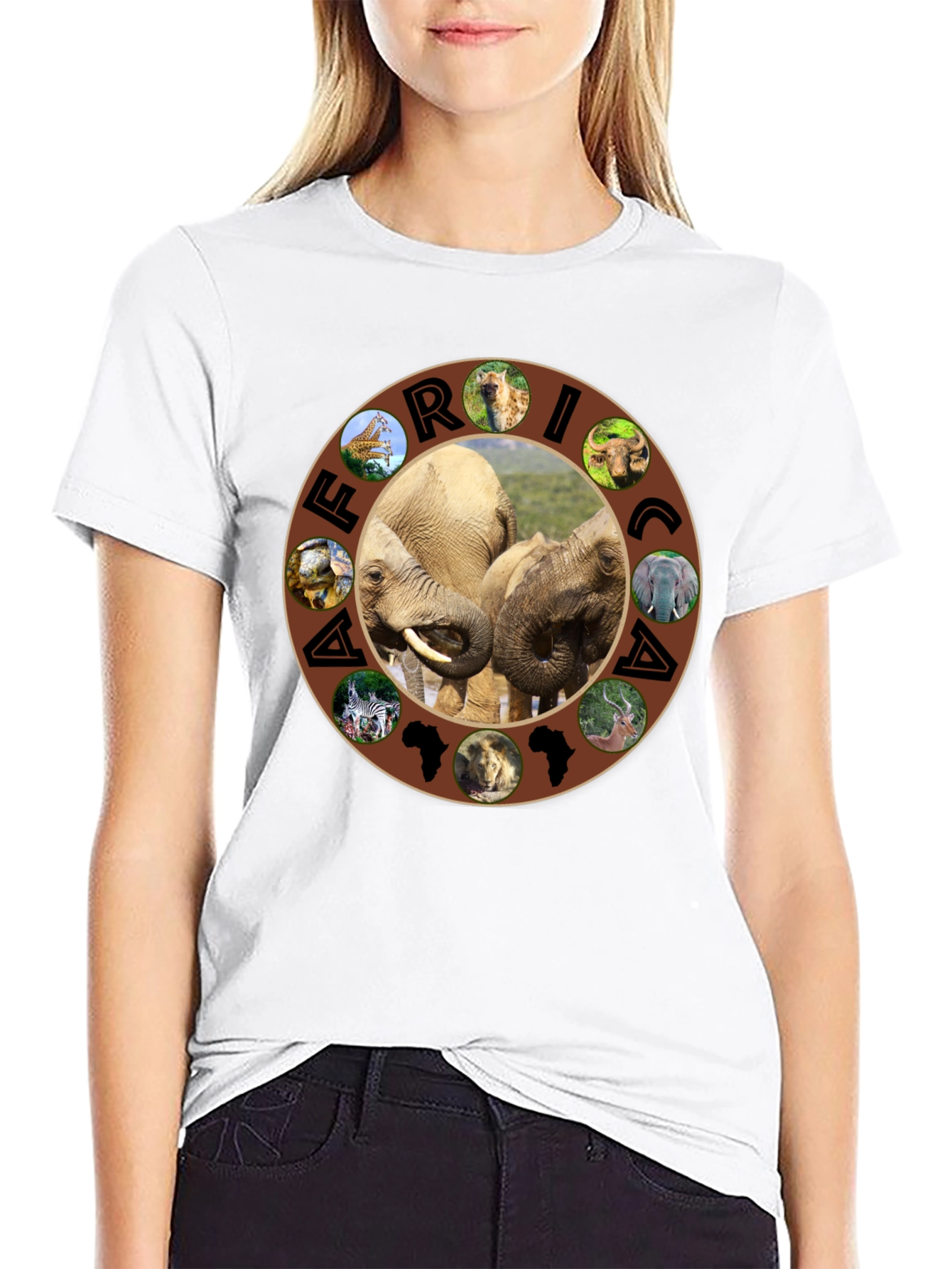 Africa Wildlife Graphic Tee - Mens Black T-Shirt