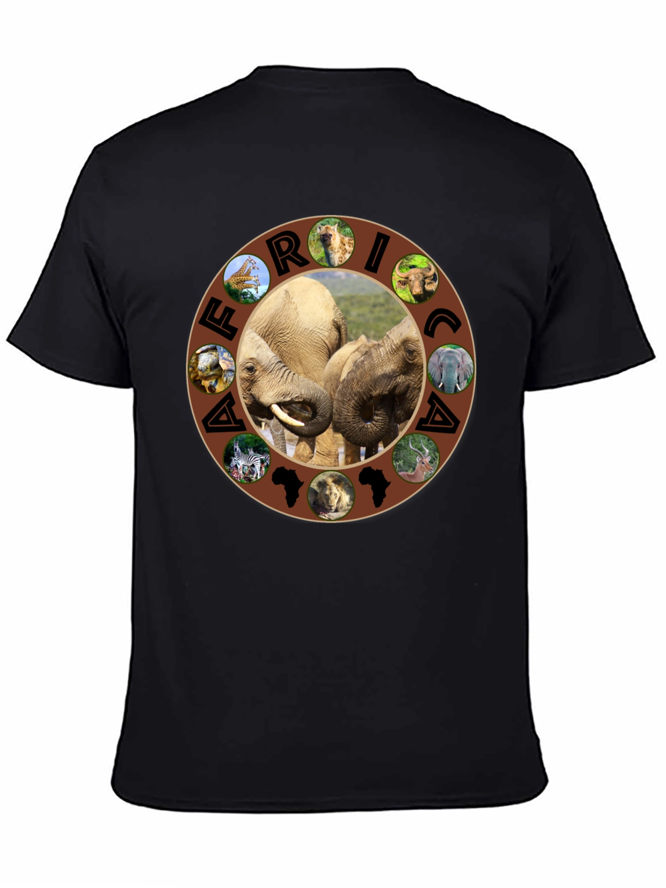 Africa Wildlife Graphic Tee - Mens Black T-Shirt