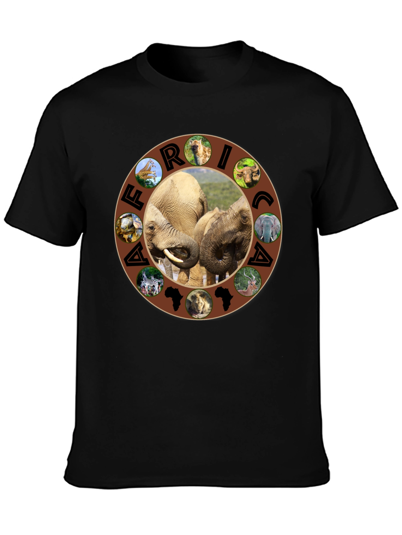 Africa Wildlife Graphic Tee - Mens Black T-Shirt