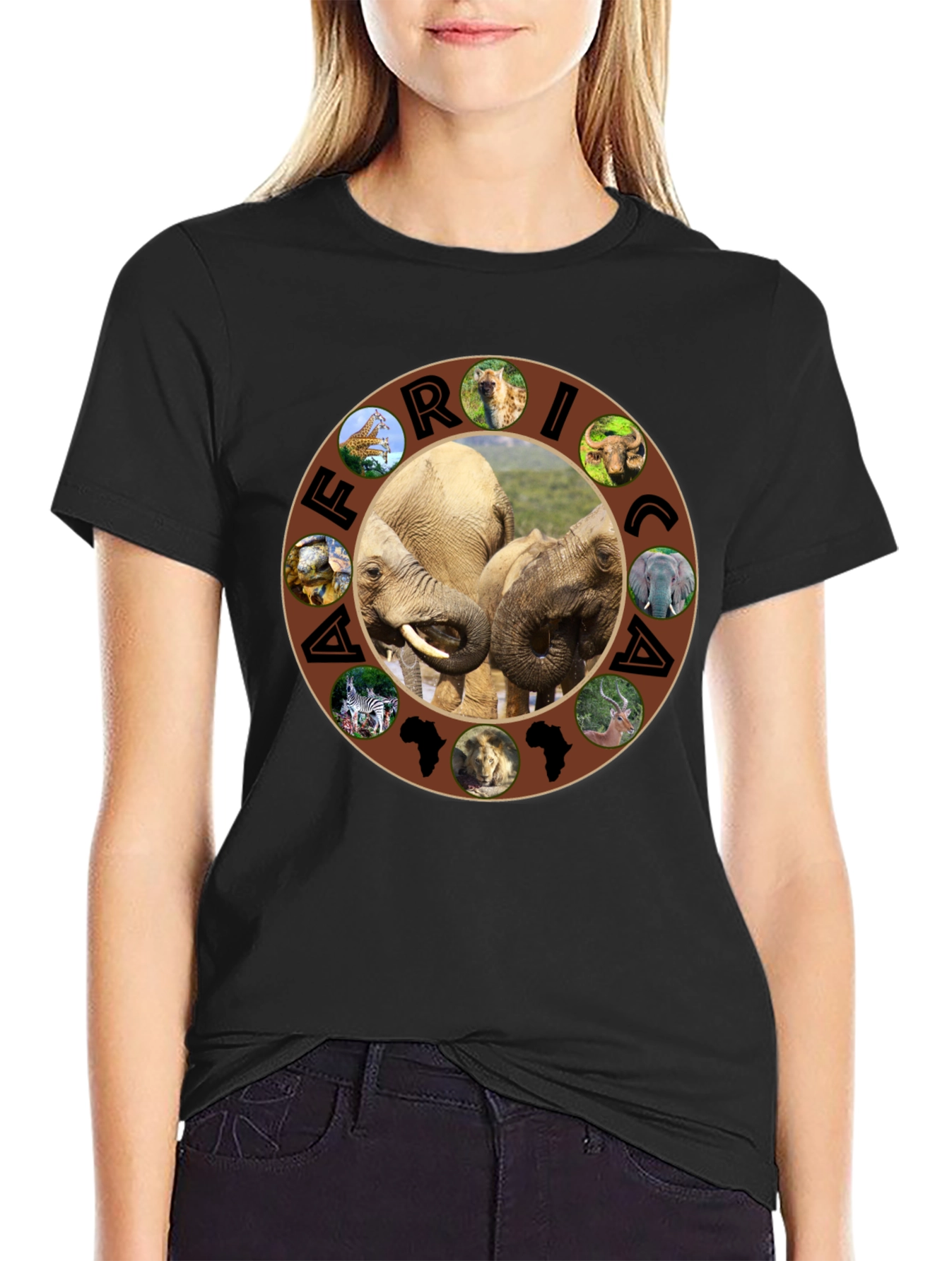 Africa Wildlife Graphic Tee - Mens Black T-Shirt
