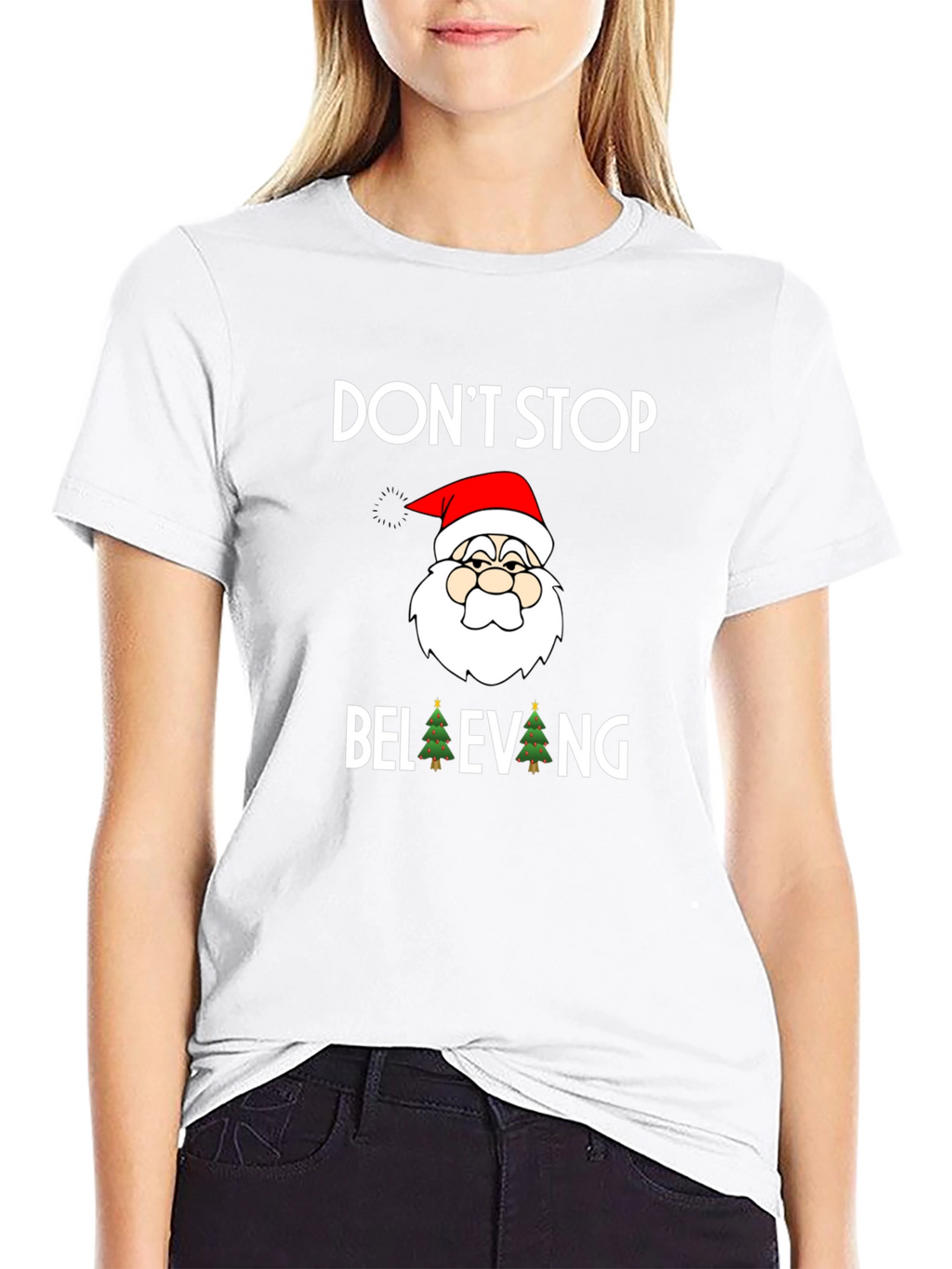 Dont Stop Believing Santa Graphic Tee