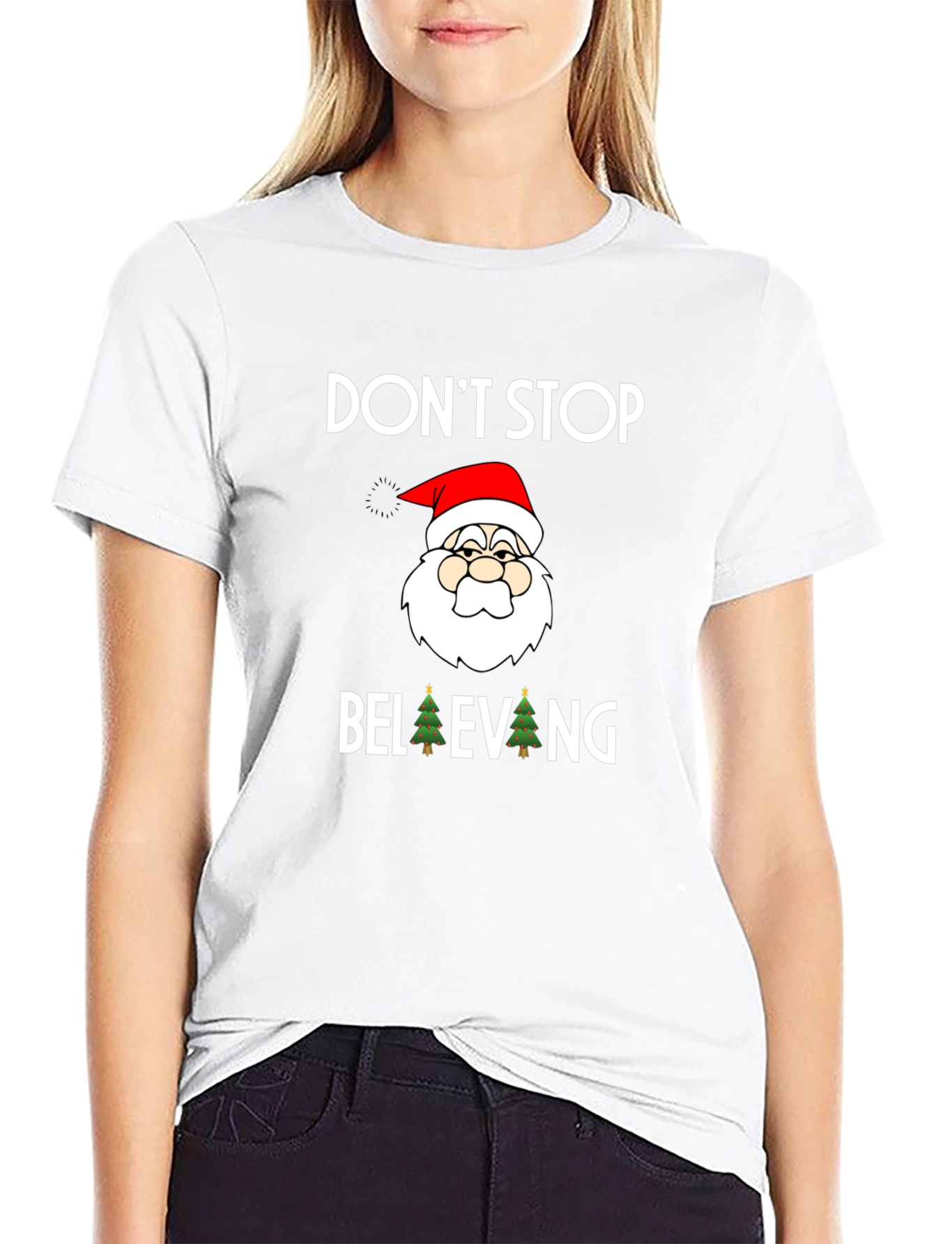 Dont Stop Believing Santa Graphic Tee