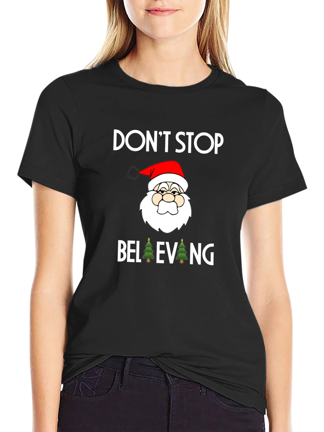 Dont Stop Believing Santa Graphic Tee