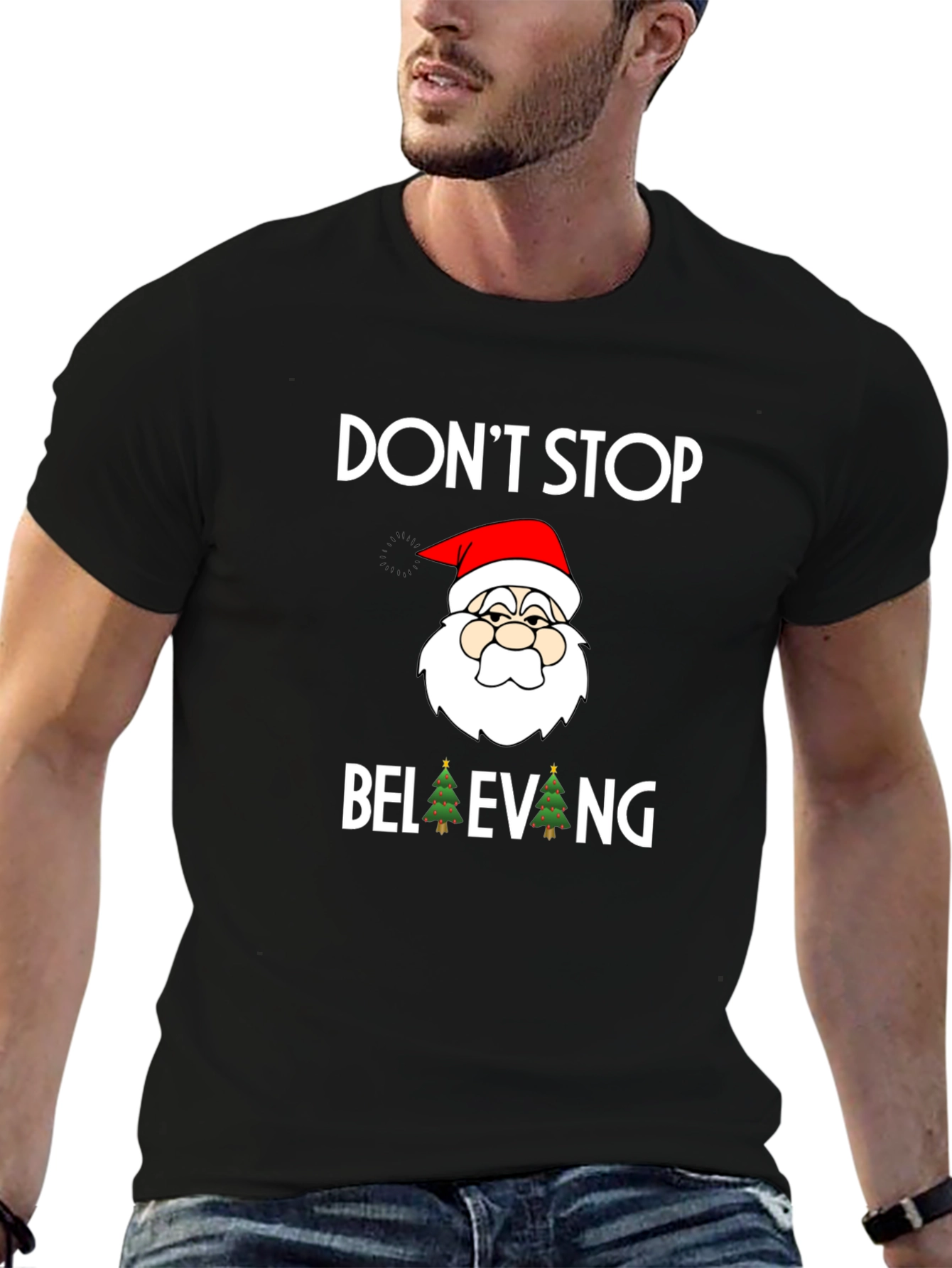Dont Stop Believing Santa Graphic Tee