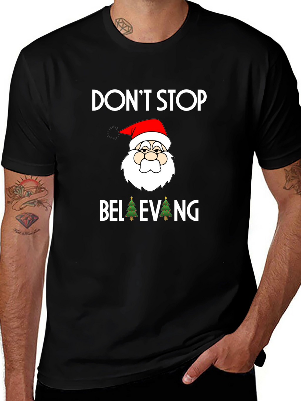 Dont Stop Believing Santa Graphic Tee