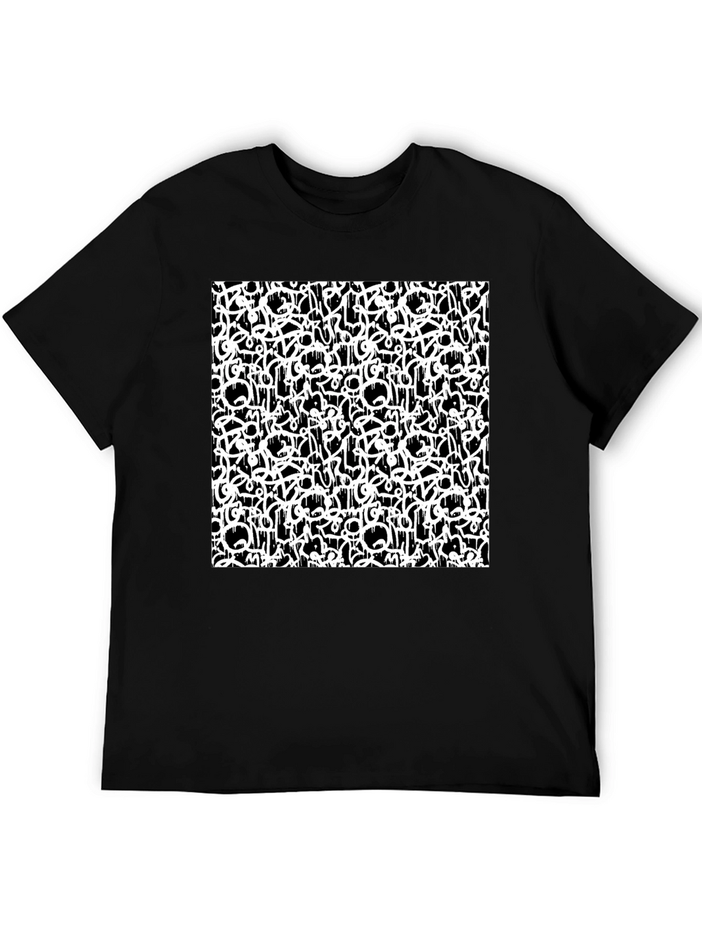 Abstract Graffiti Print Black T-Shirt