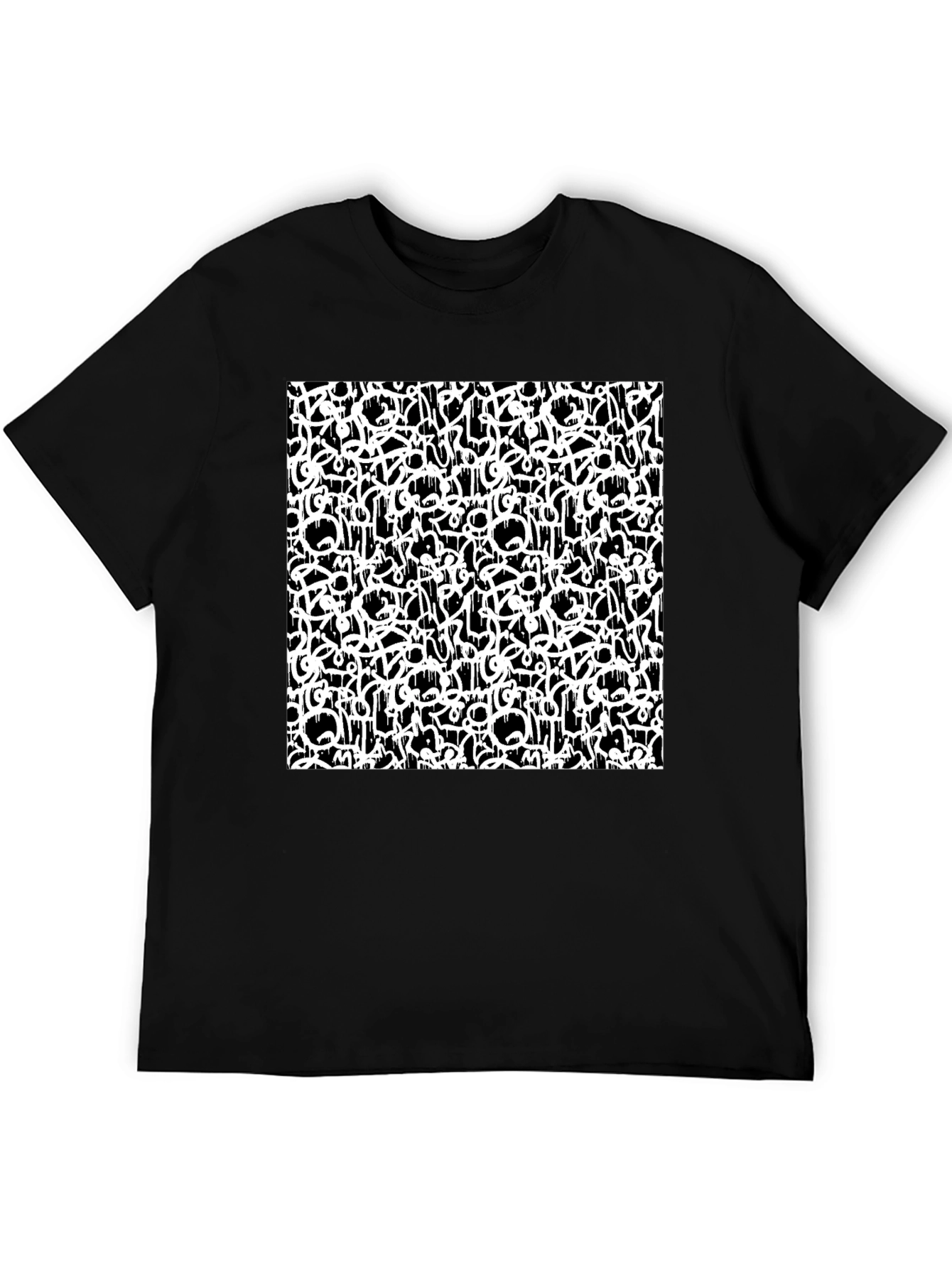 Abstract Graffiti Print Black T-Shirt