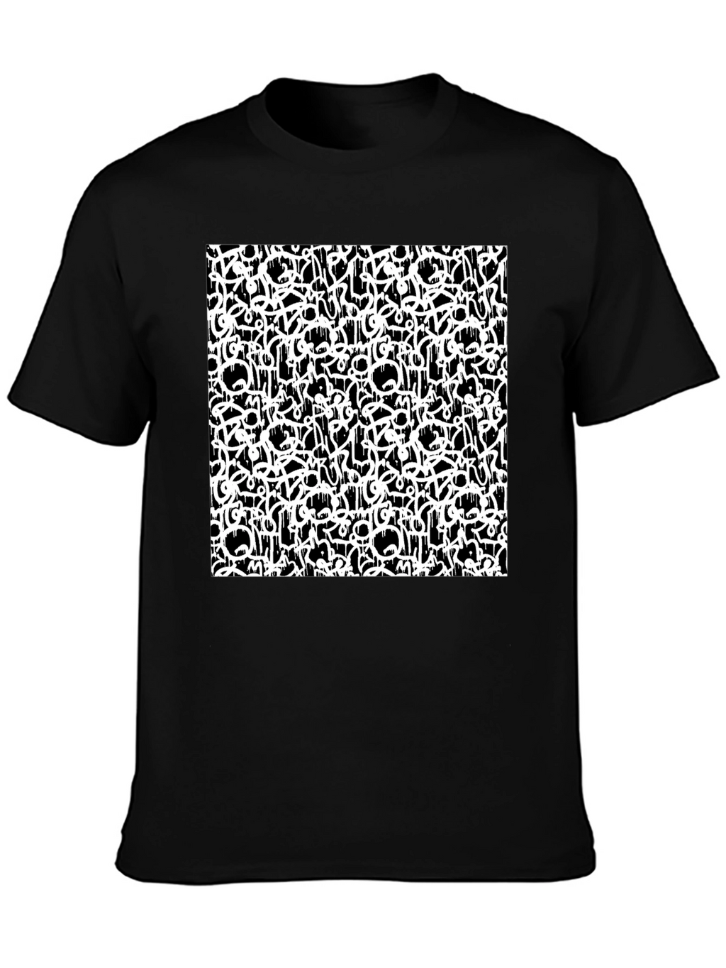 Abstract Graffiti Print Black T-Shirt
