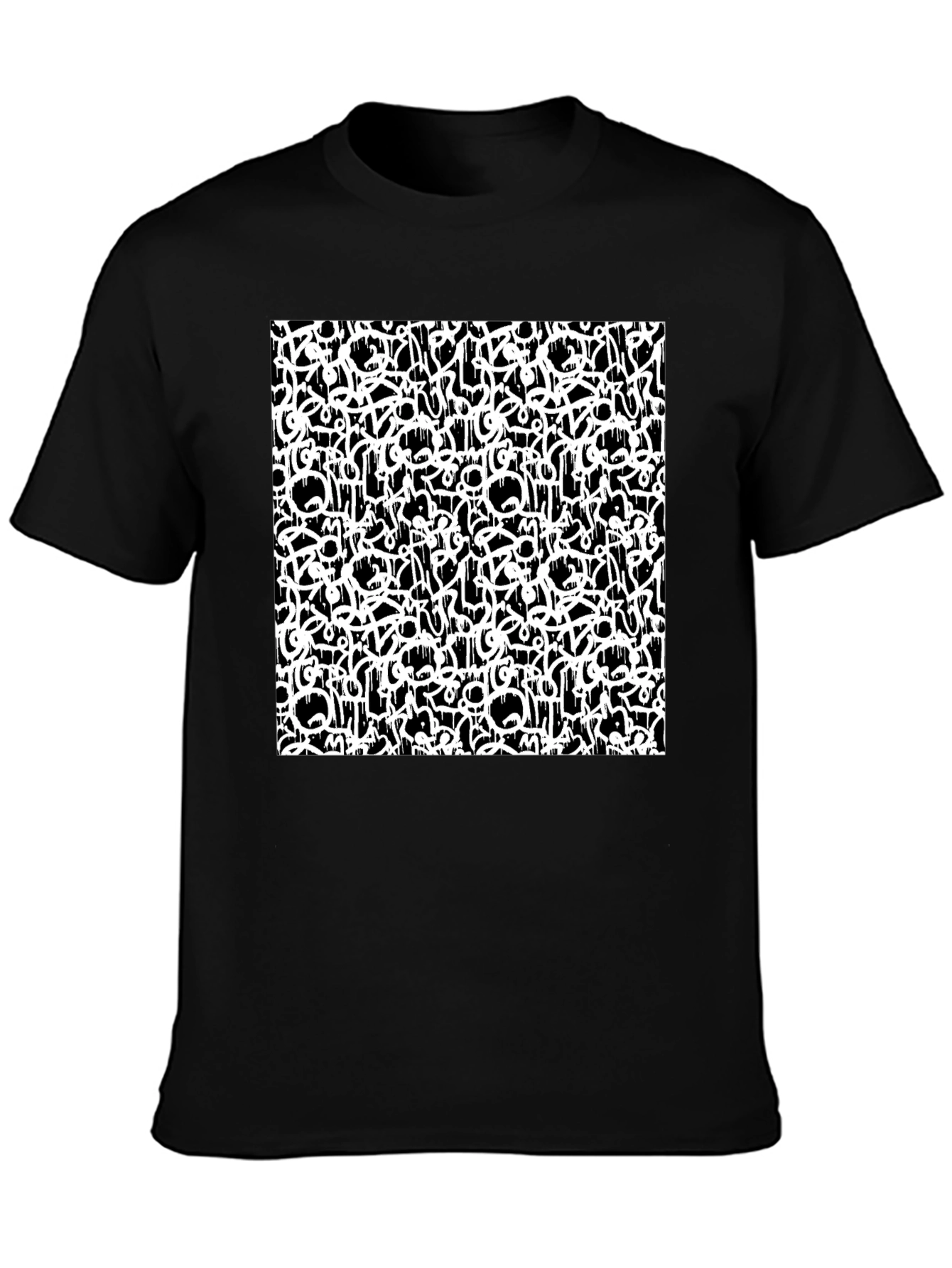 Abstract Graffiti Print Black T-Shirt