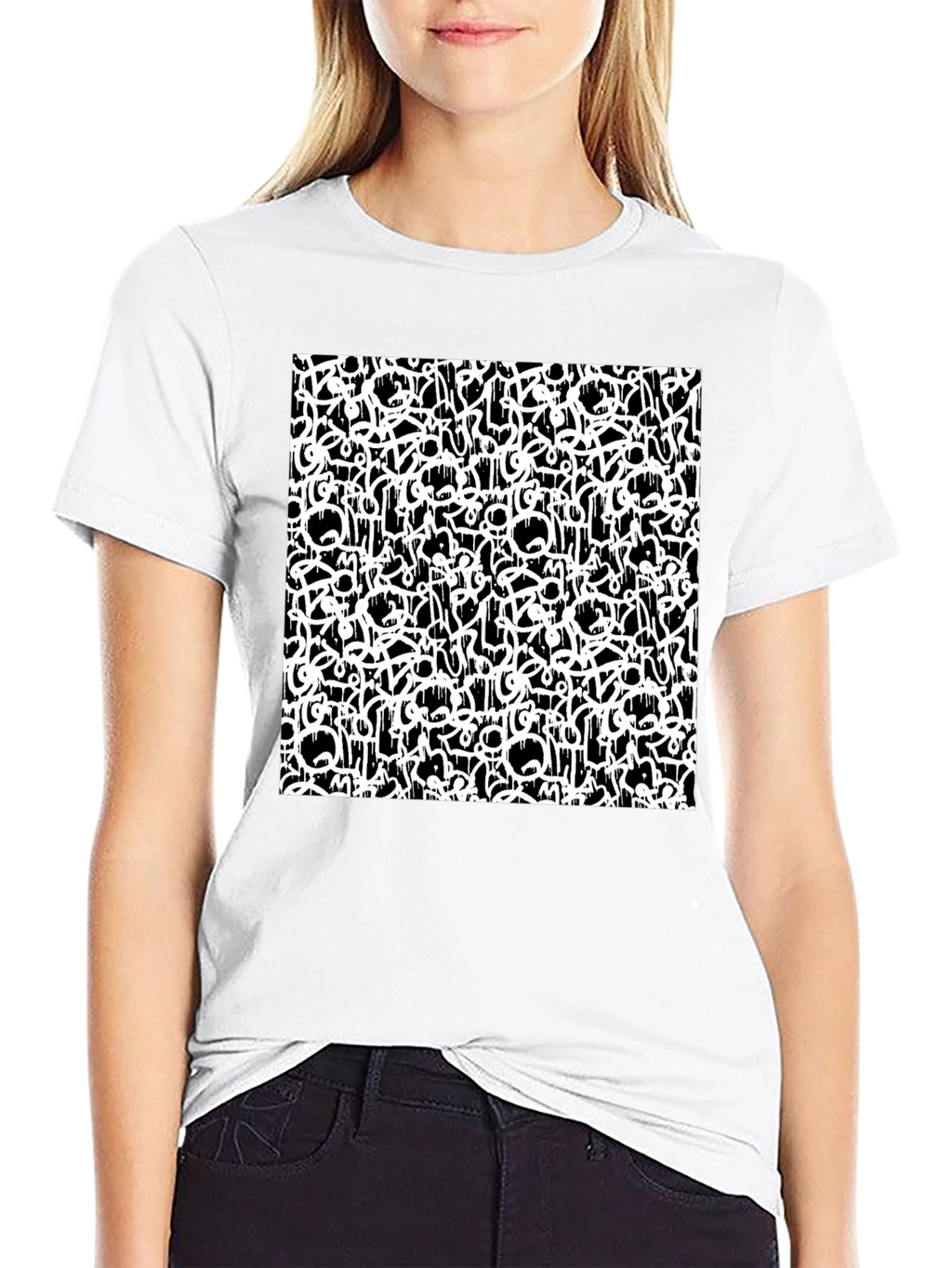 Abstract Graffiti Print Black T-Shirt