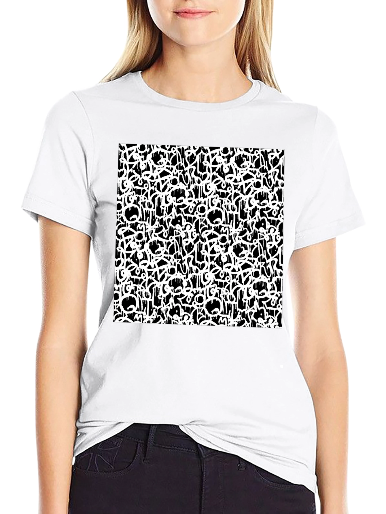 Abstract Graffiti Print Black T-Shirt