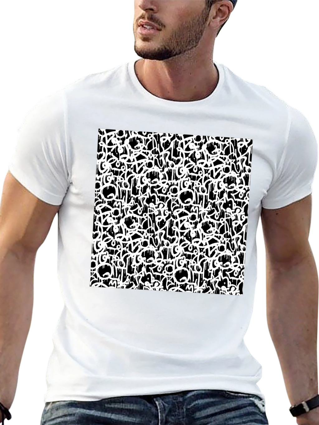 Abstract Graffiti Print Black T-Shirt