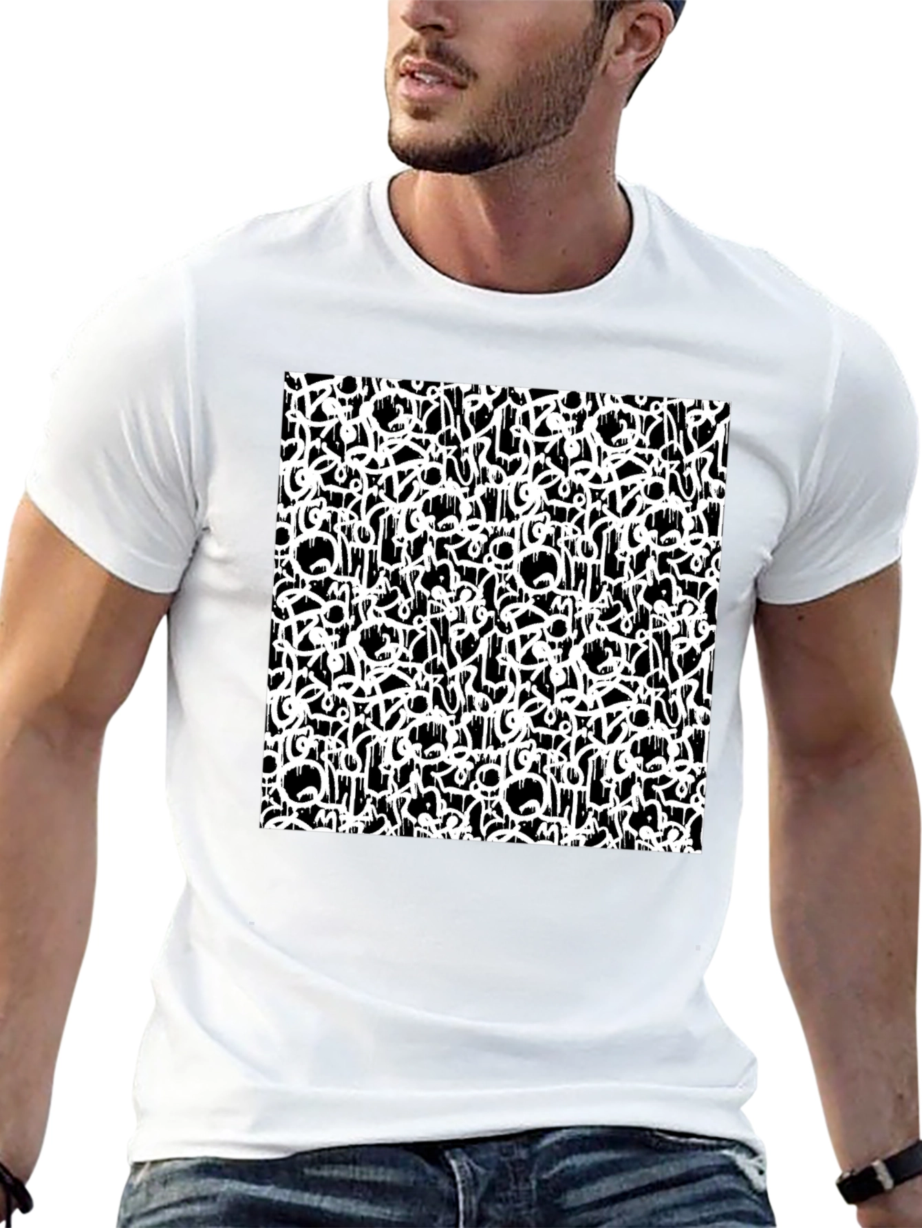 Abstract Graffiti Print Black T-Shirt