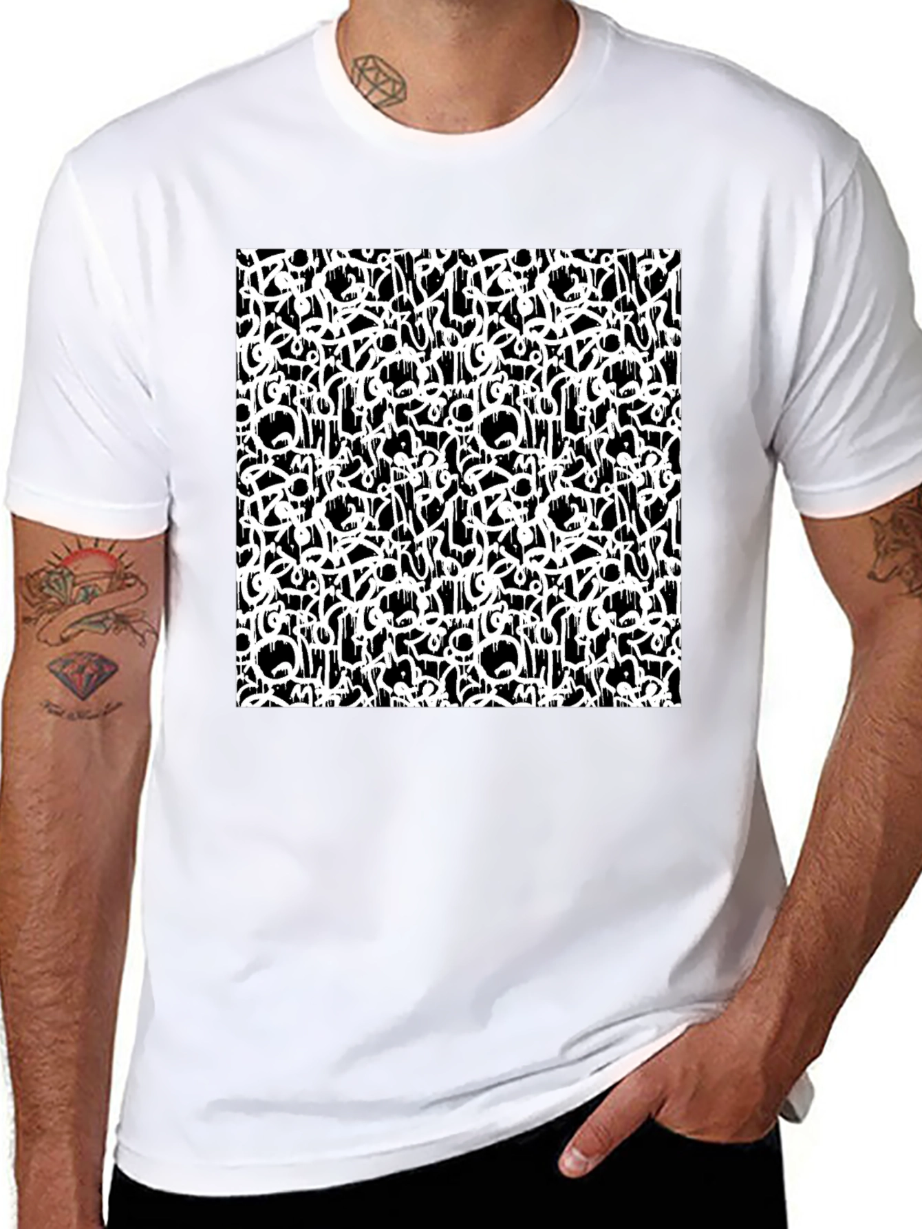 Abstract Graffiti Print Black T-Shirt