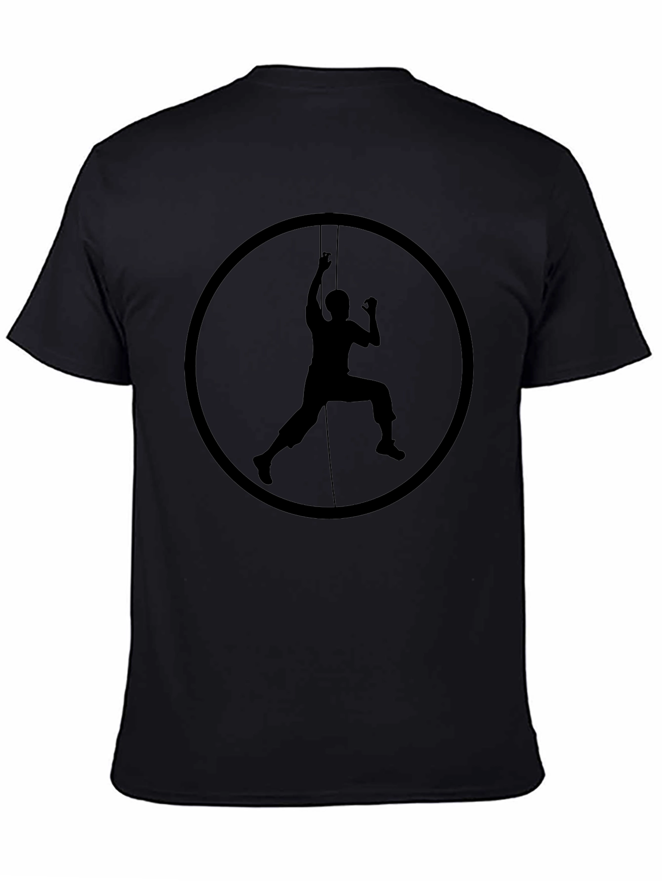 Climbing Silhouette Graphic Tee - Black Cotton Shirt