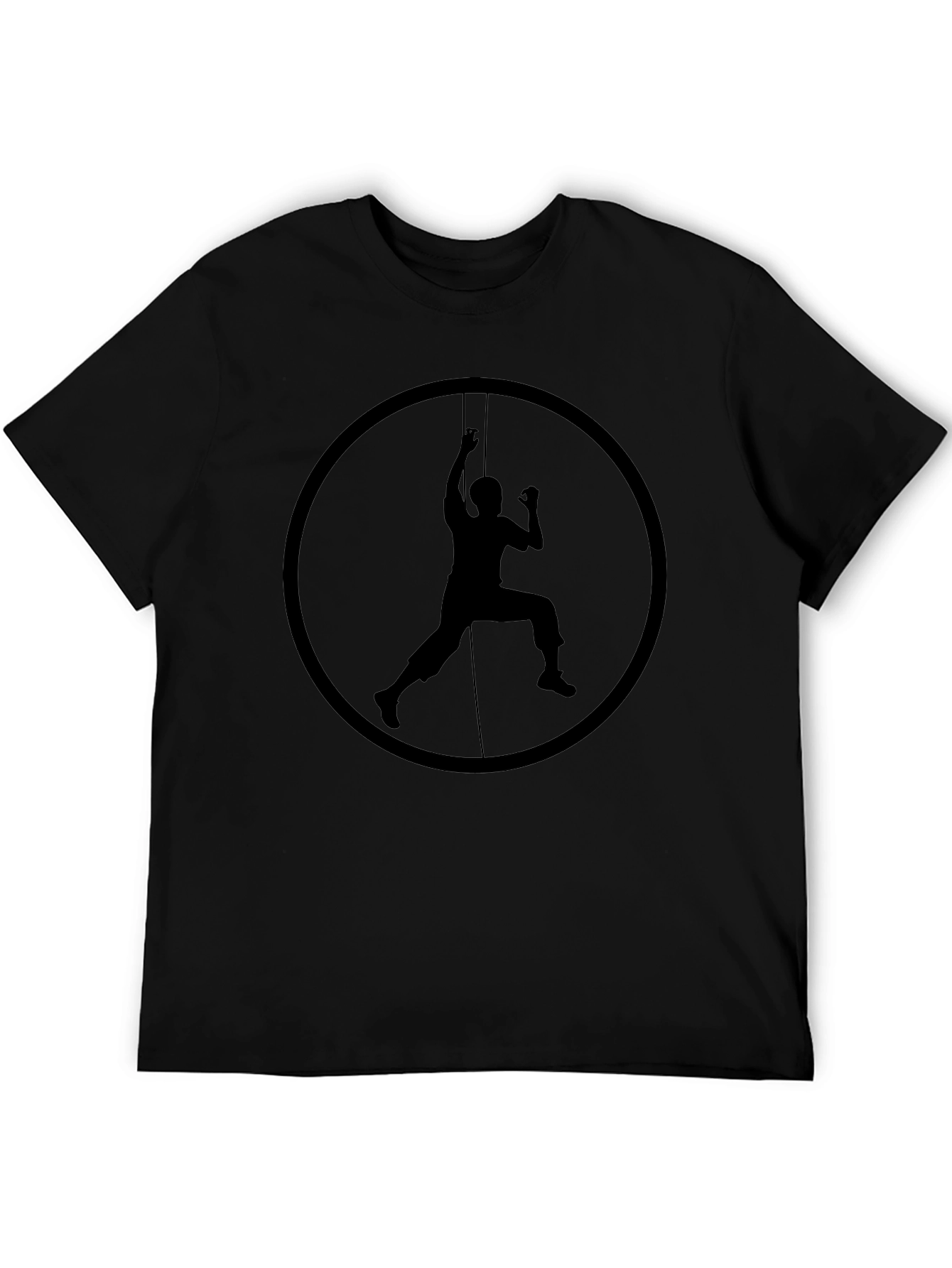 Climbing Silhouette Graphic Tee - Black Cotton Shirt