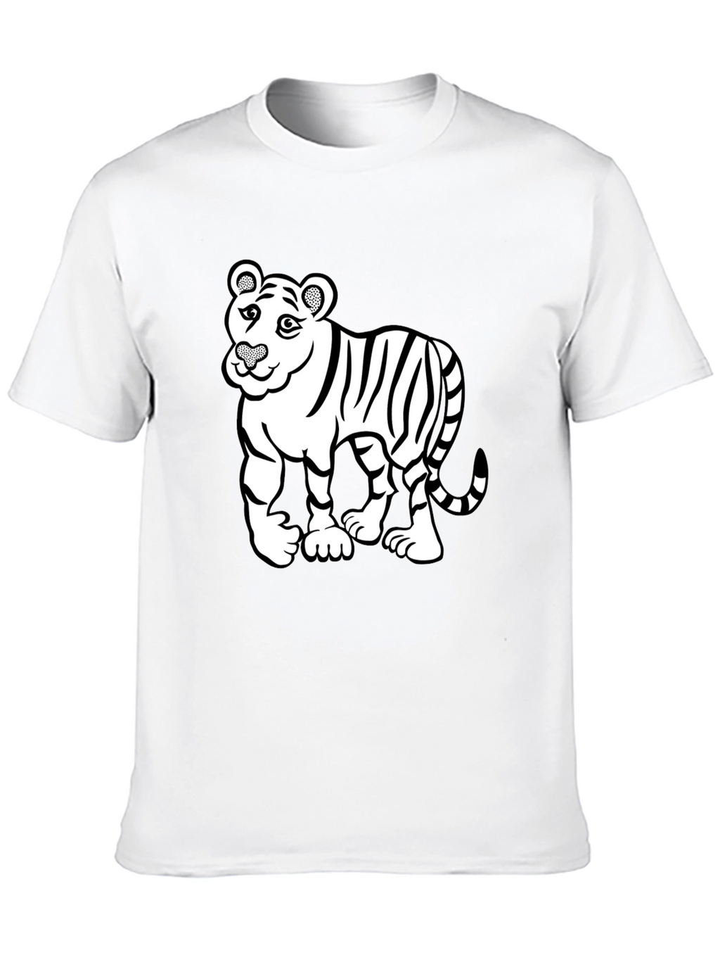 Cartoon Tiger Graphic Print Mens Black T-Shirt