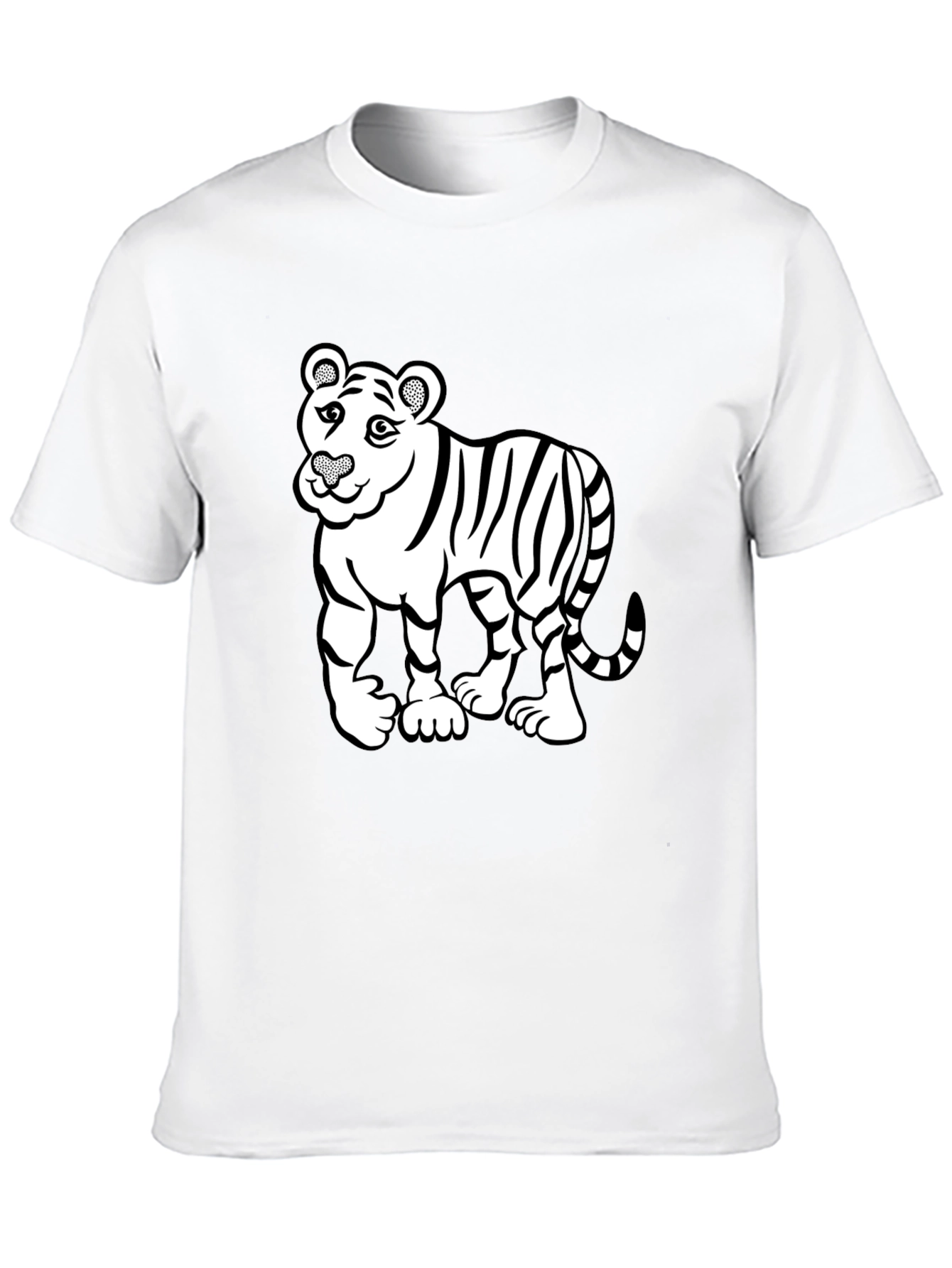 Cartoon Tiger Graphic Print Mens Black T-Shirt