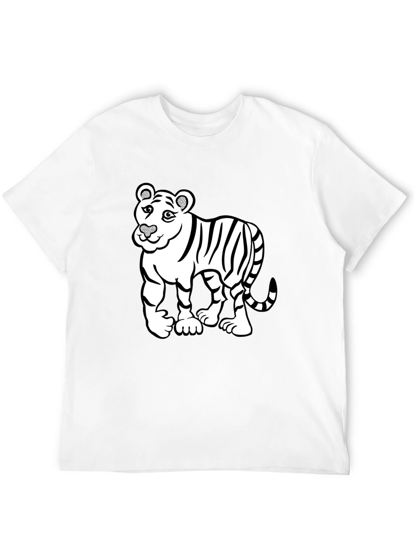 Cartoon Tiger Graphic Print Mens Black T-Shirt