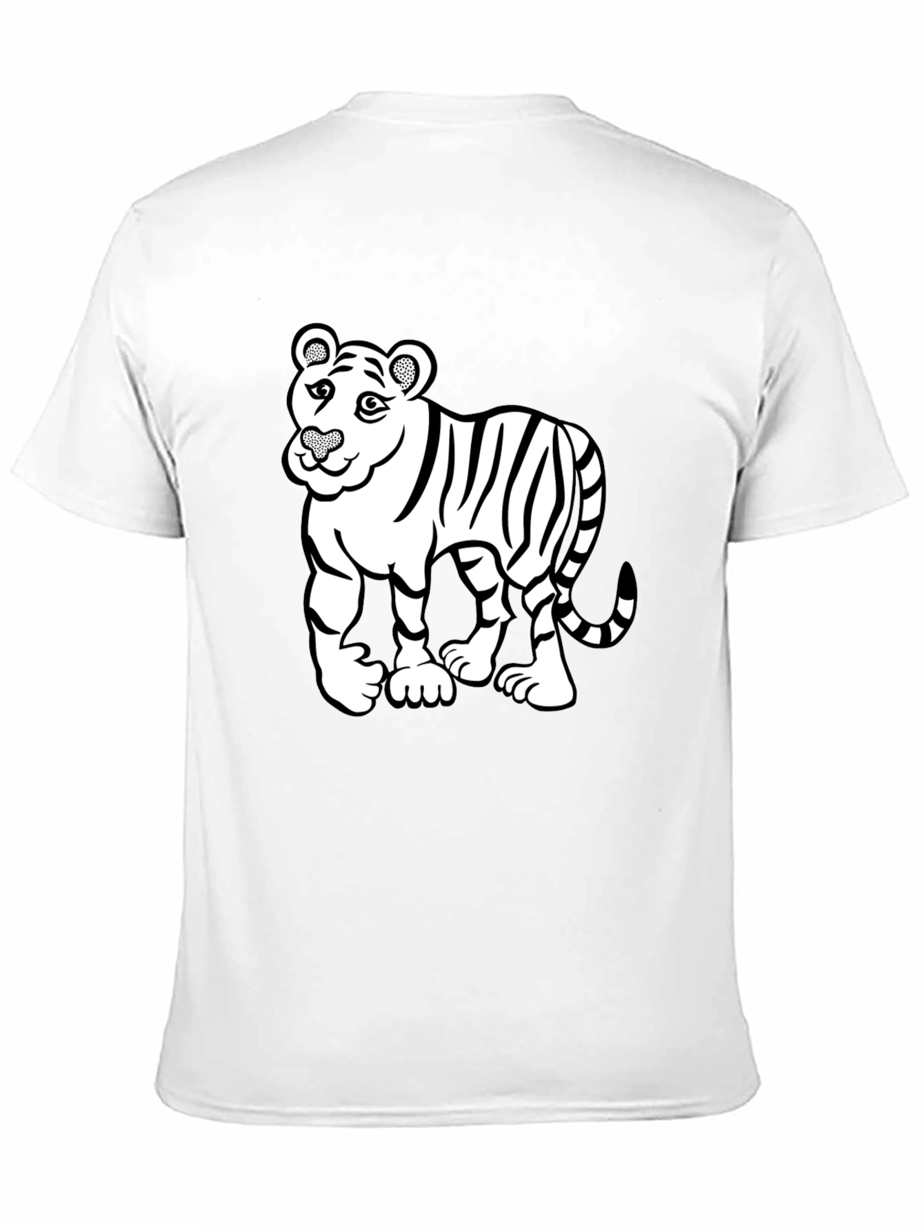 Cartoon Tiger Graphic Print Mens Black T-Shirt