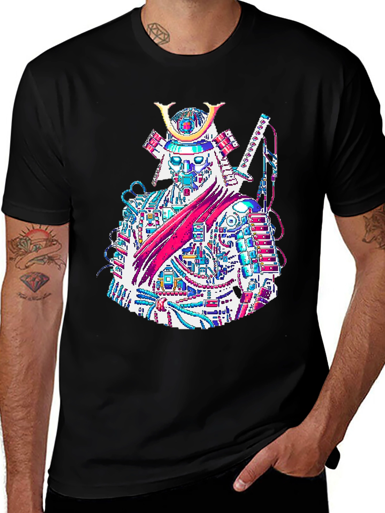 Cyber Samurai T-Shirt - Futuristic Warrior Design