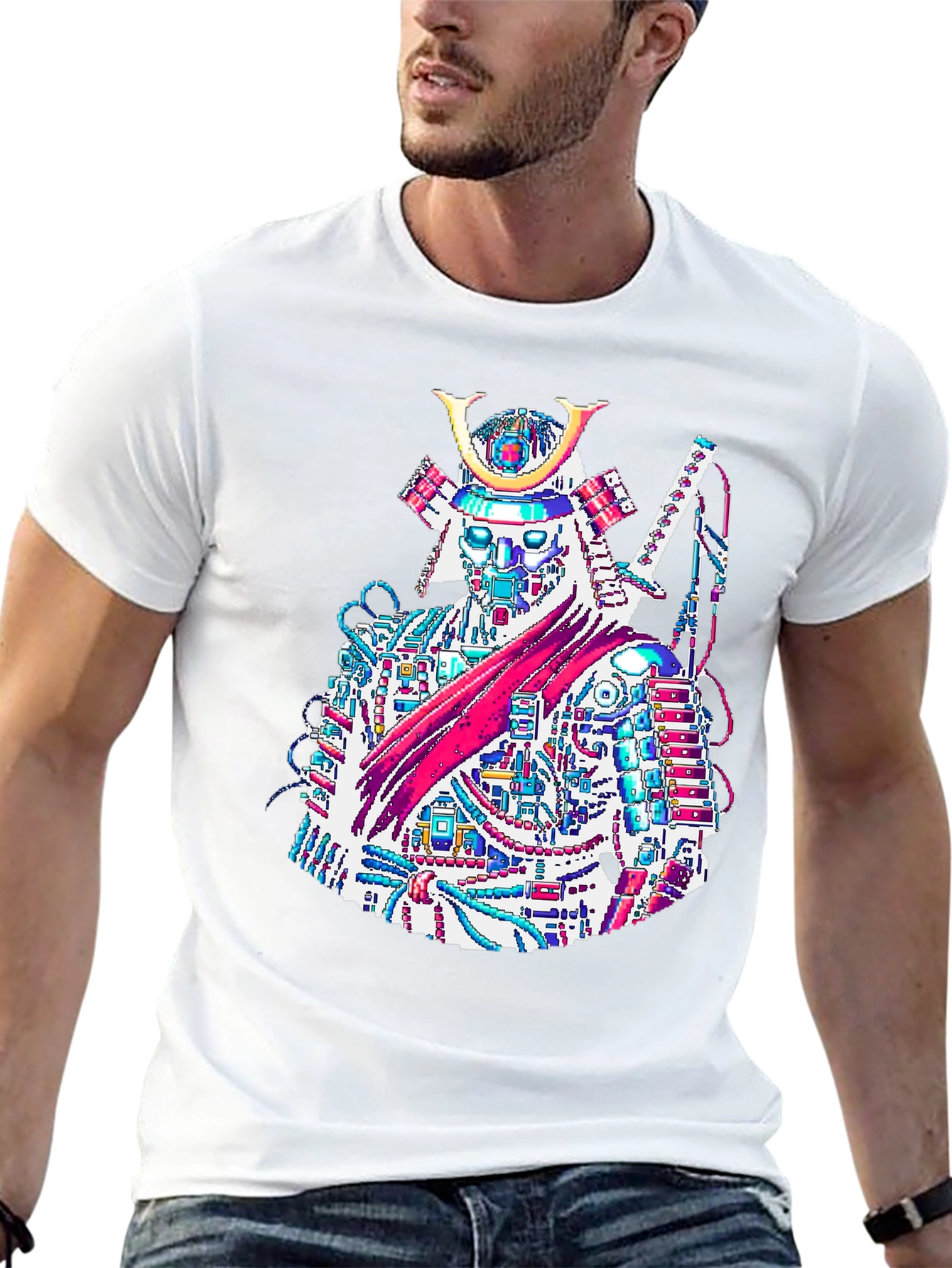 Cyber Samurai T-Shirt - Futuristic Warrior Design