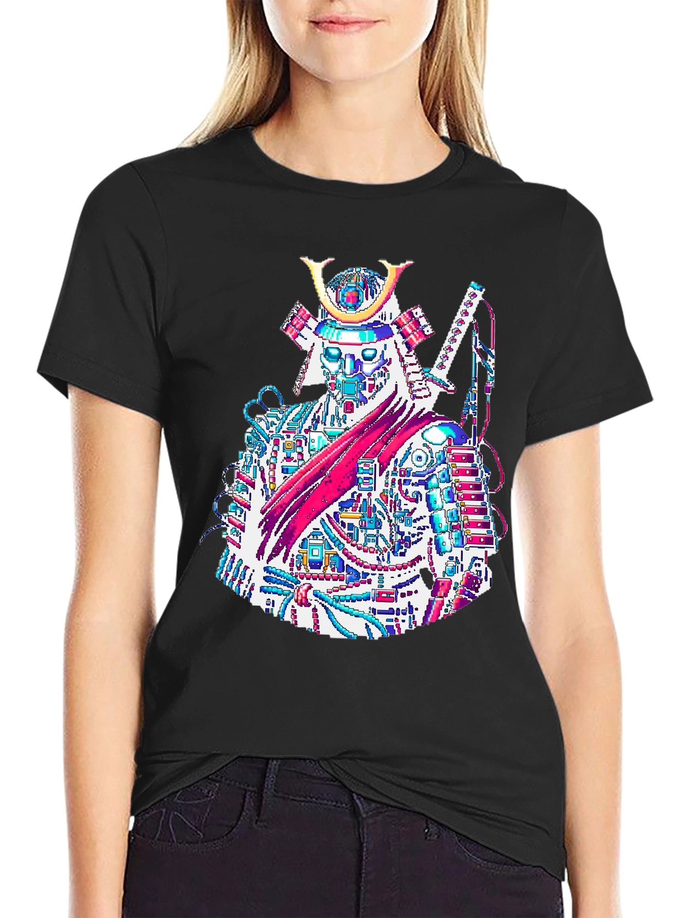 Cyber Samurai T-Shirt - Futuristic Warrior Design
