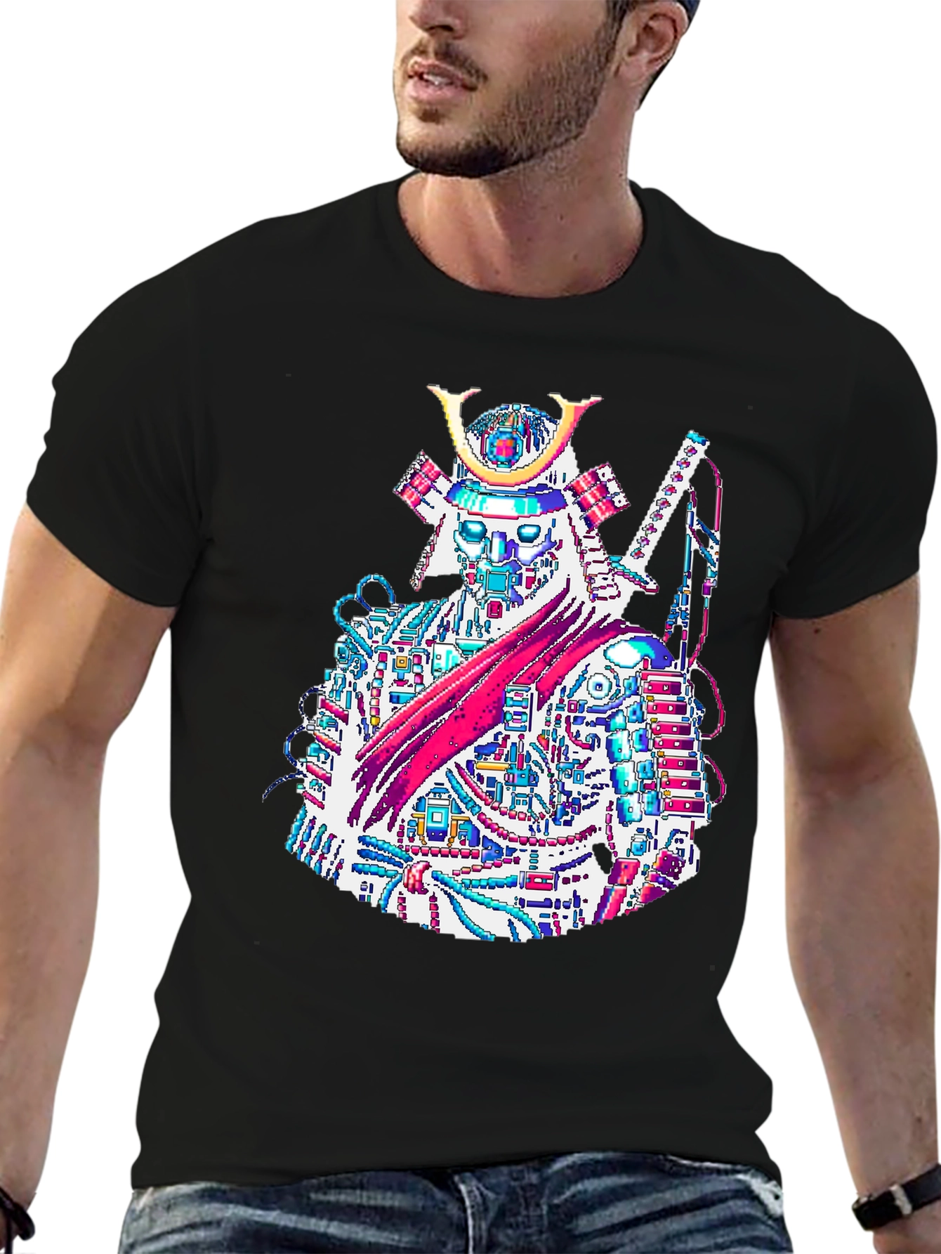 Cyber Samurai T-Shirt - Futuristic Warrior Design