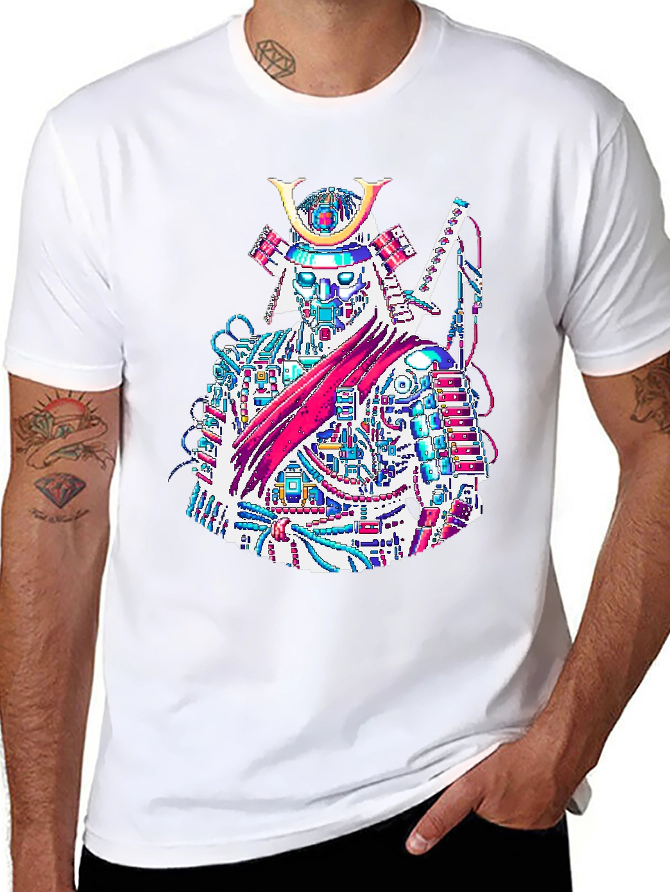 Cyber Samurai T-Shirt - Futuristic Warrior Design