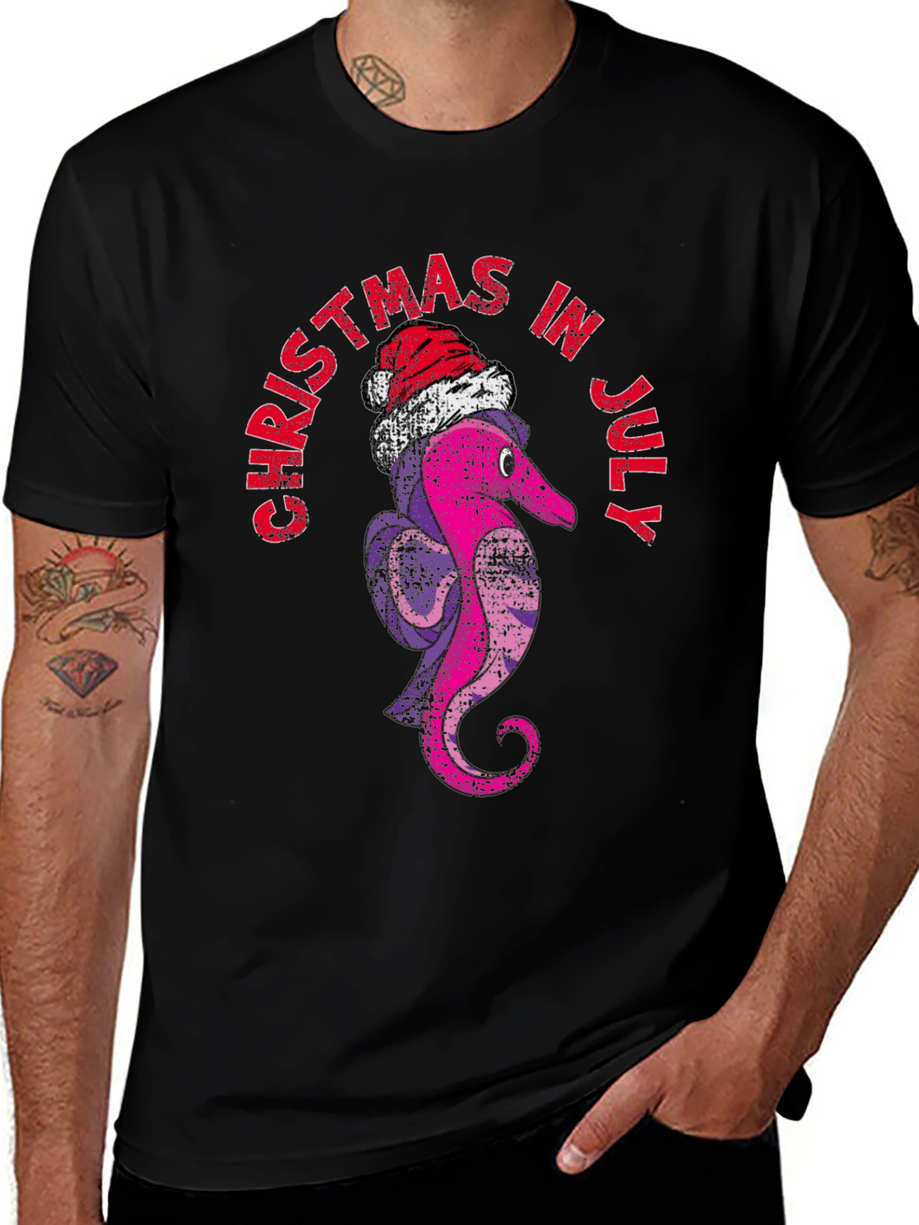 Christmas in July T-Shirt Santa Worm Tee