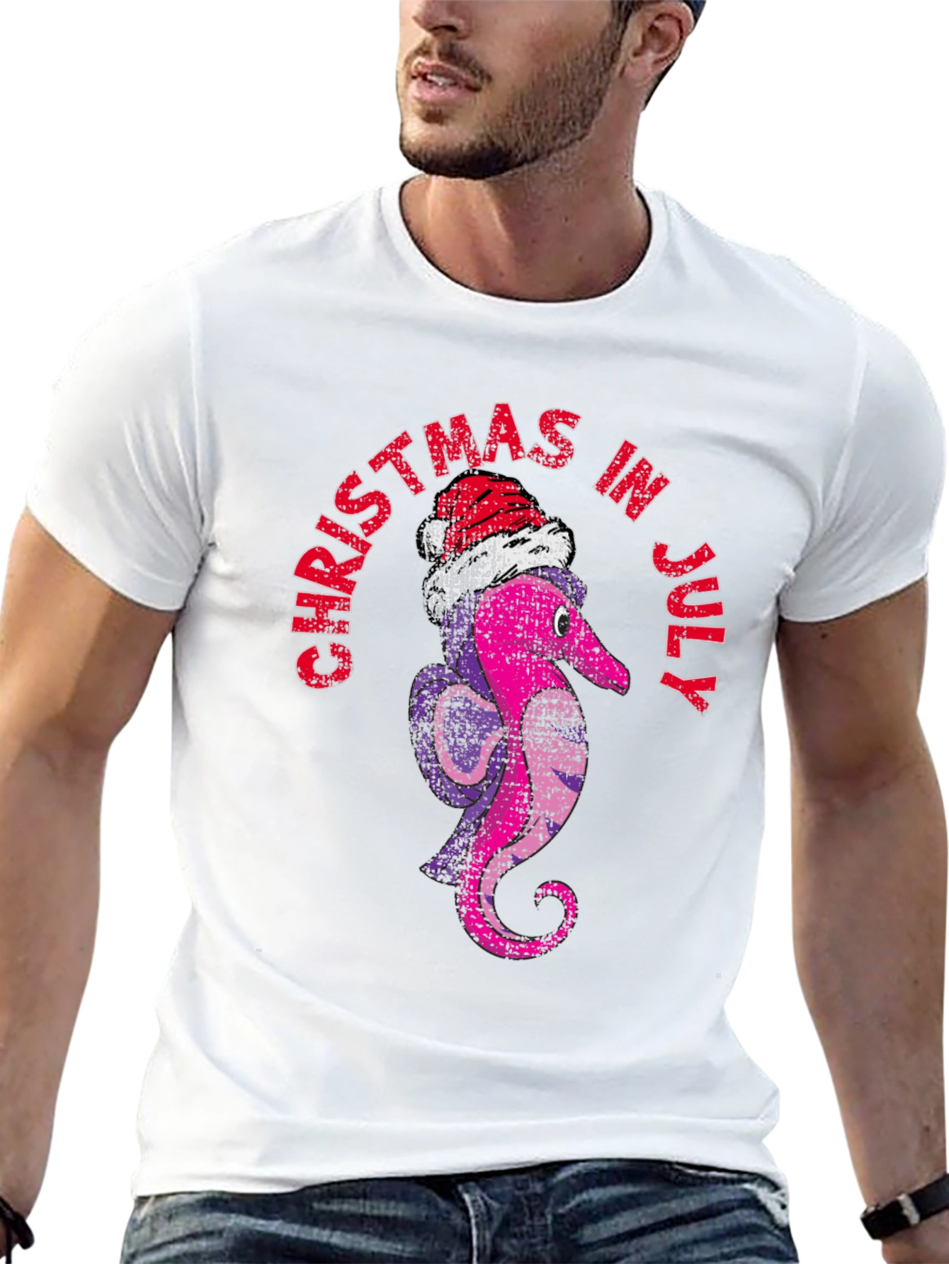 Christmas in July T-Shirt Santa Worm Tee