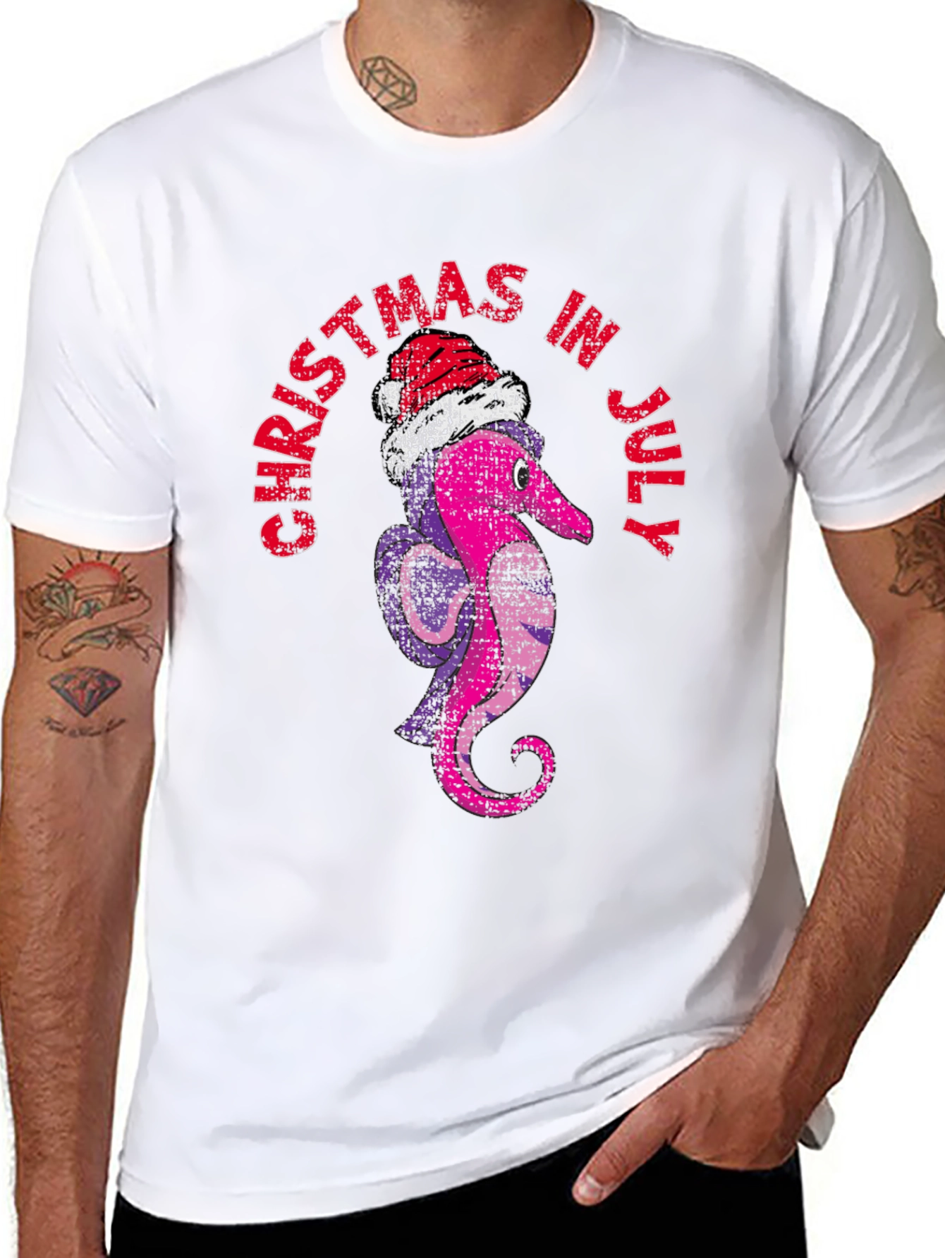 Christmas in July T-Shirt Santa Worm Tee